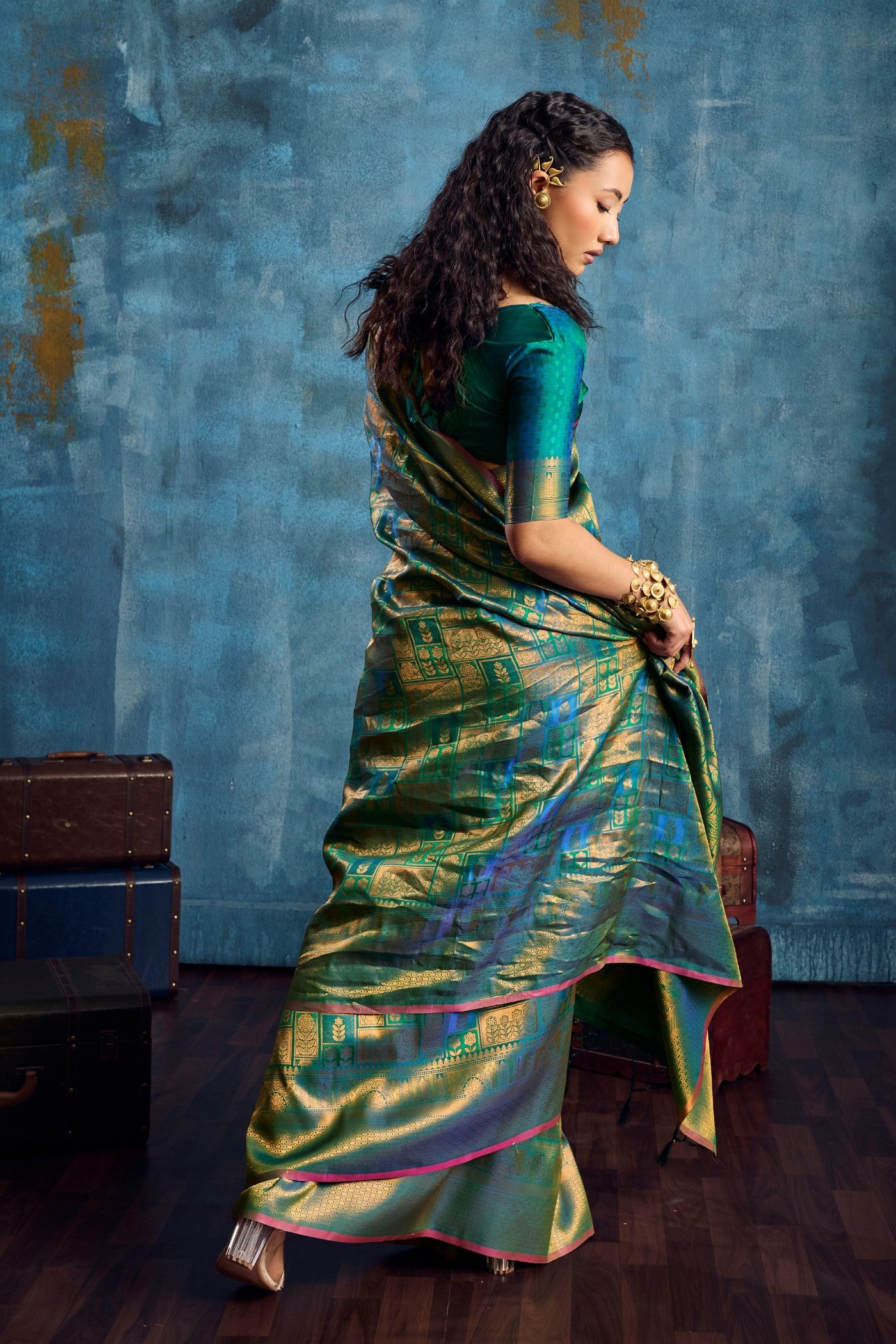 Buy MySilkLove Basil Green Kanjivaram Handloom Saree Online