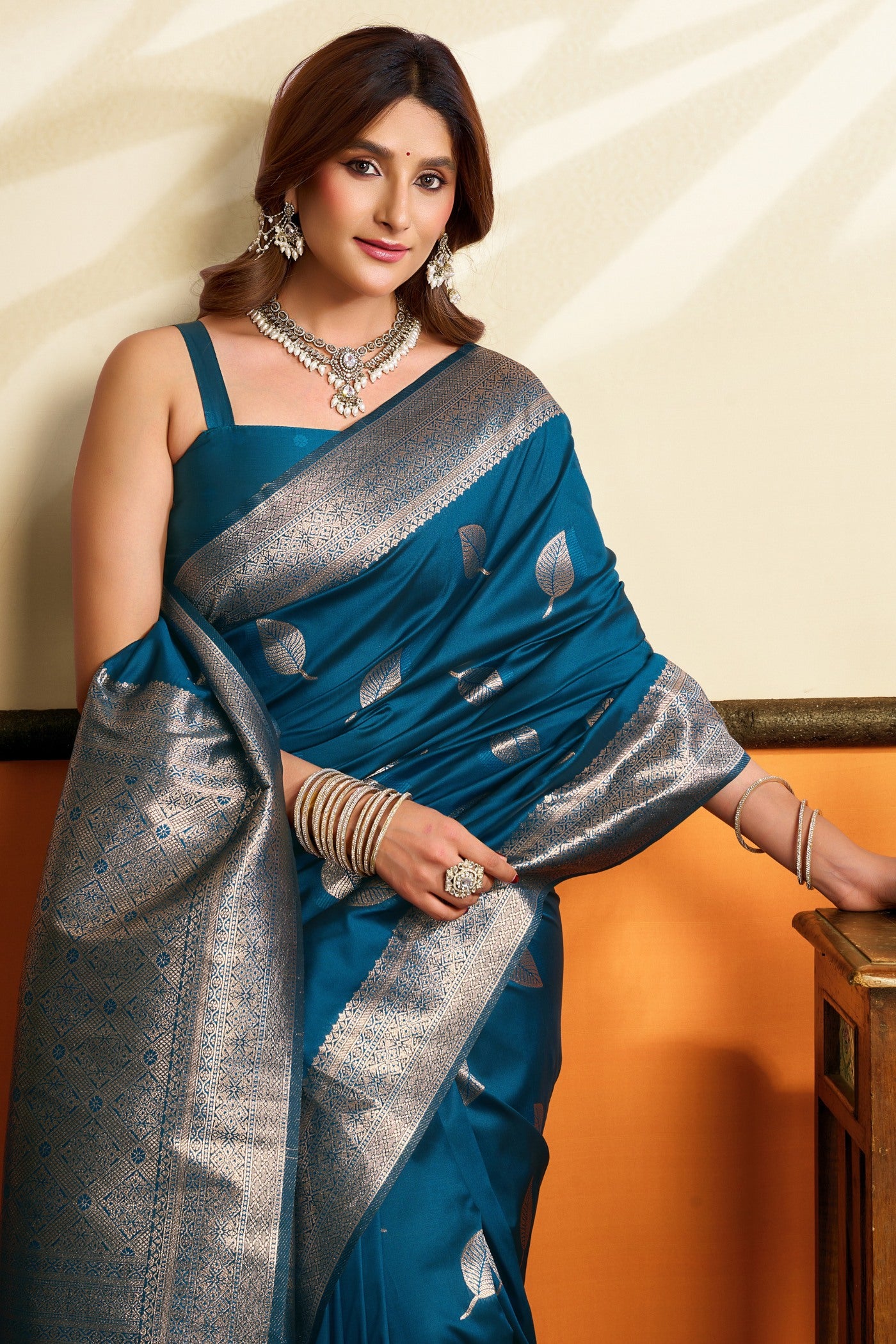 Buy MySilkLove Force Blue Woven Banarasi Saree Online