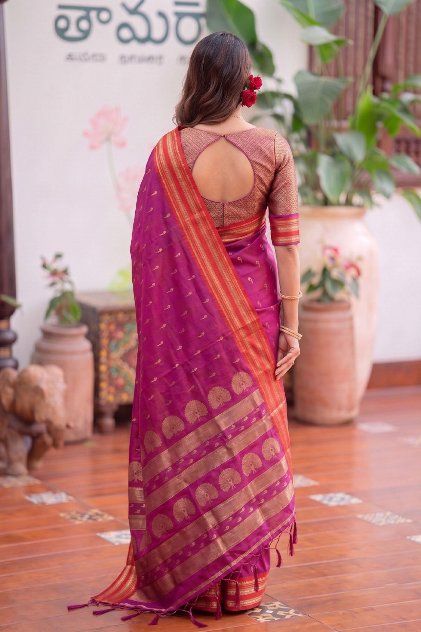 Buy MySilkLove Dusty Pink Banarasi Woven Soft Silk Saree Online