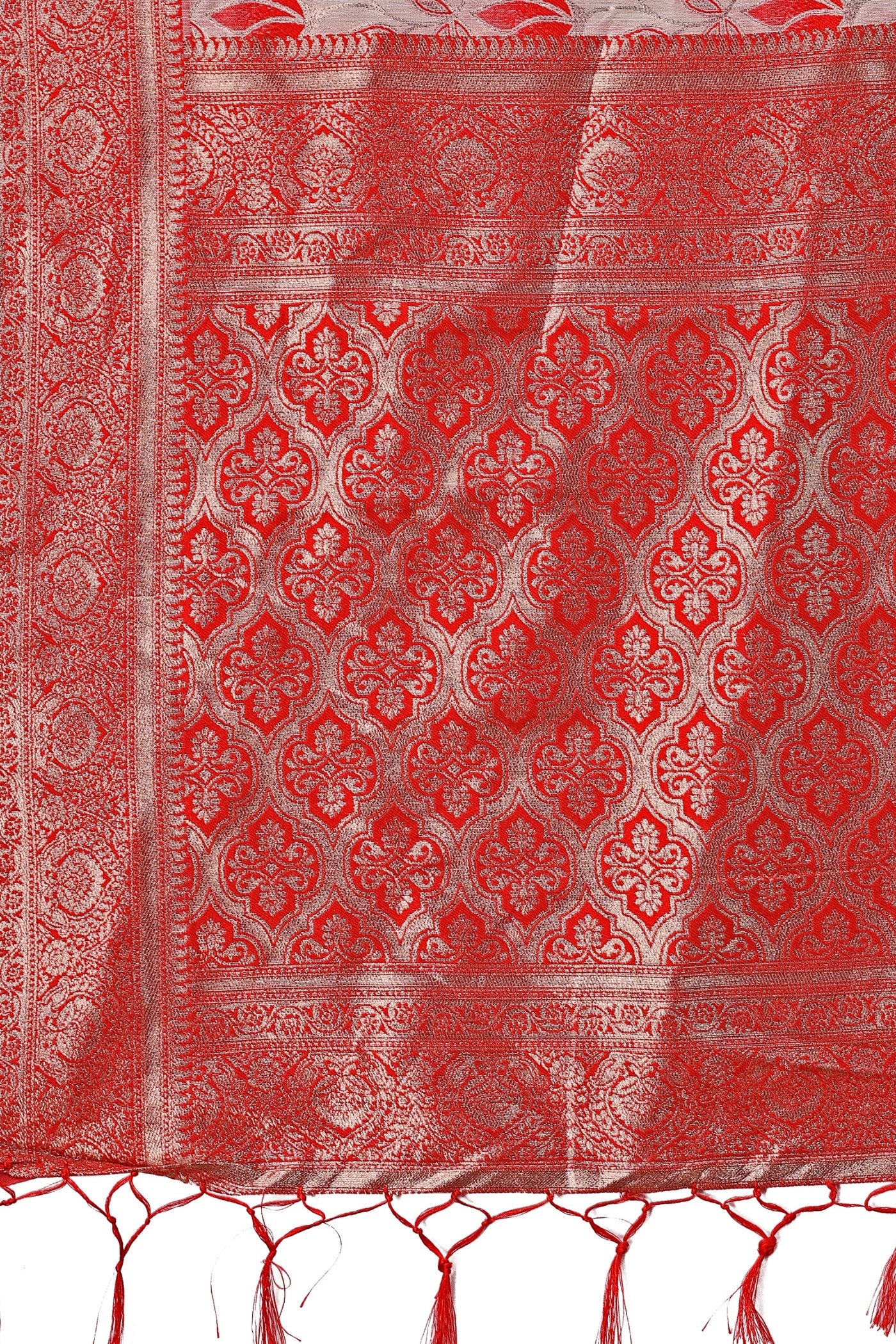 Buy MySilkLove Punch Red Linen Cotton Saree Online