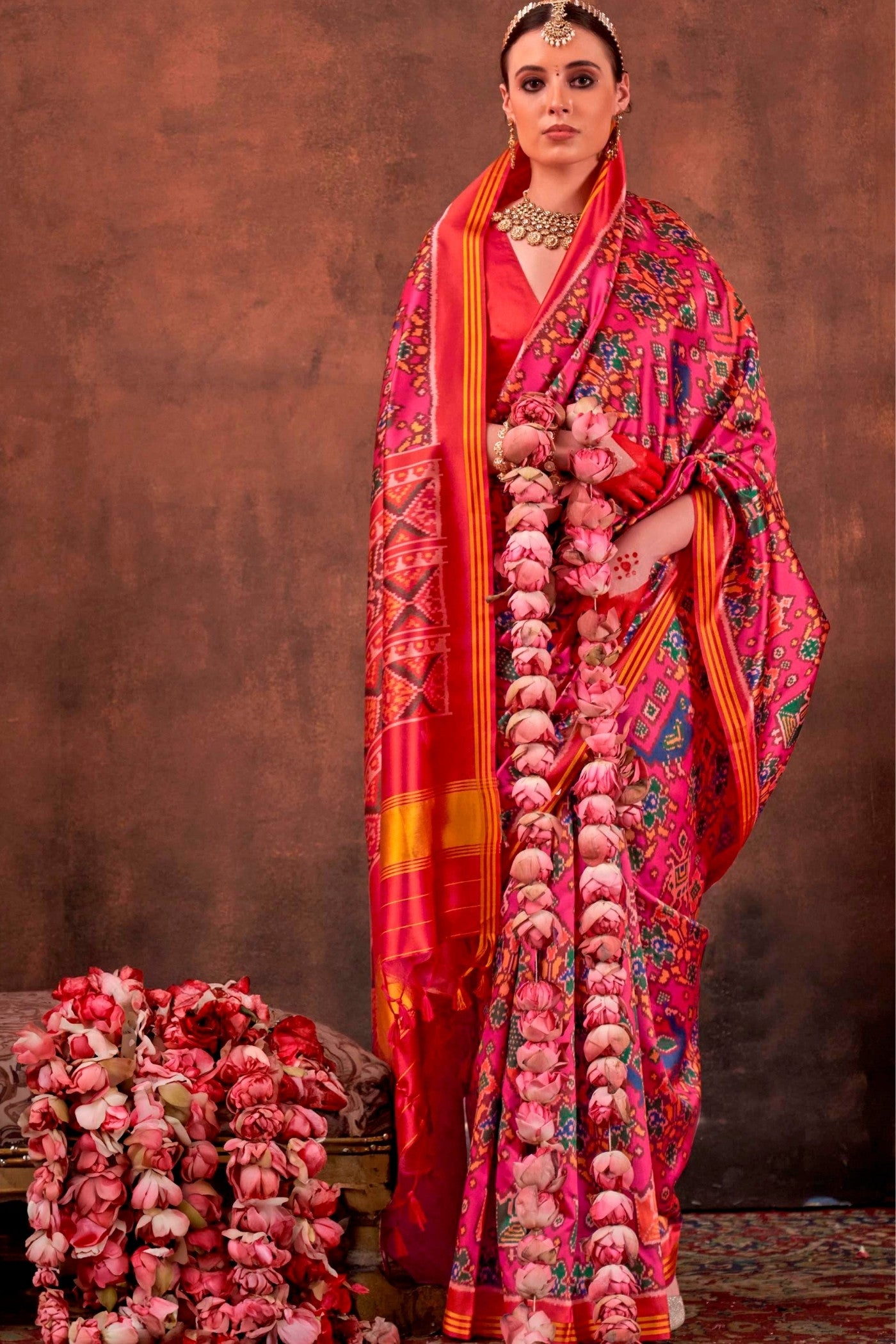 Buy MySilkLove Spanish Pink Printed Patola Saree Online