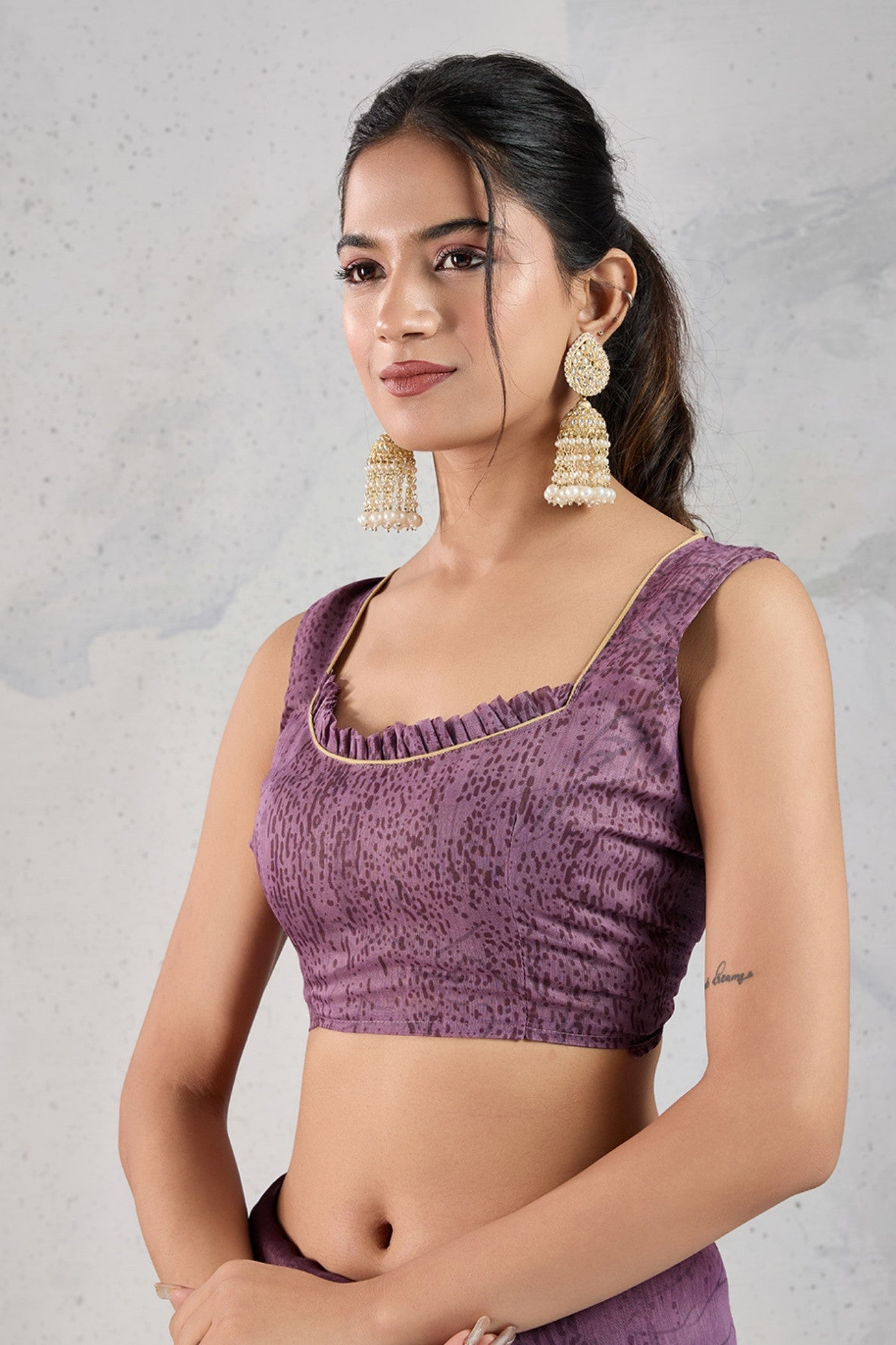 Buy MySilkLove Mardi Gras Purple Digital Printed Saree Online