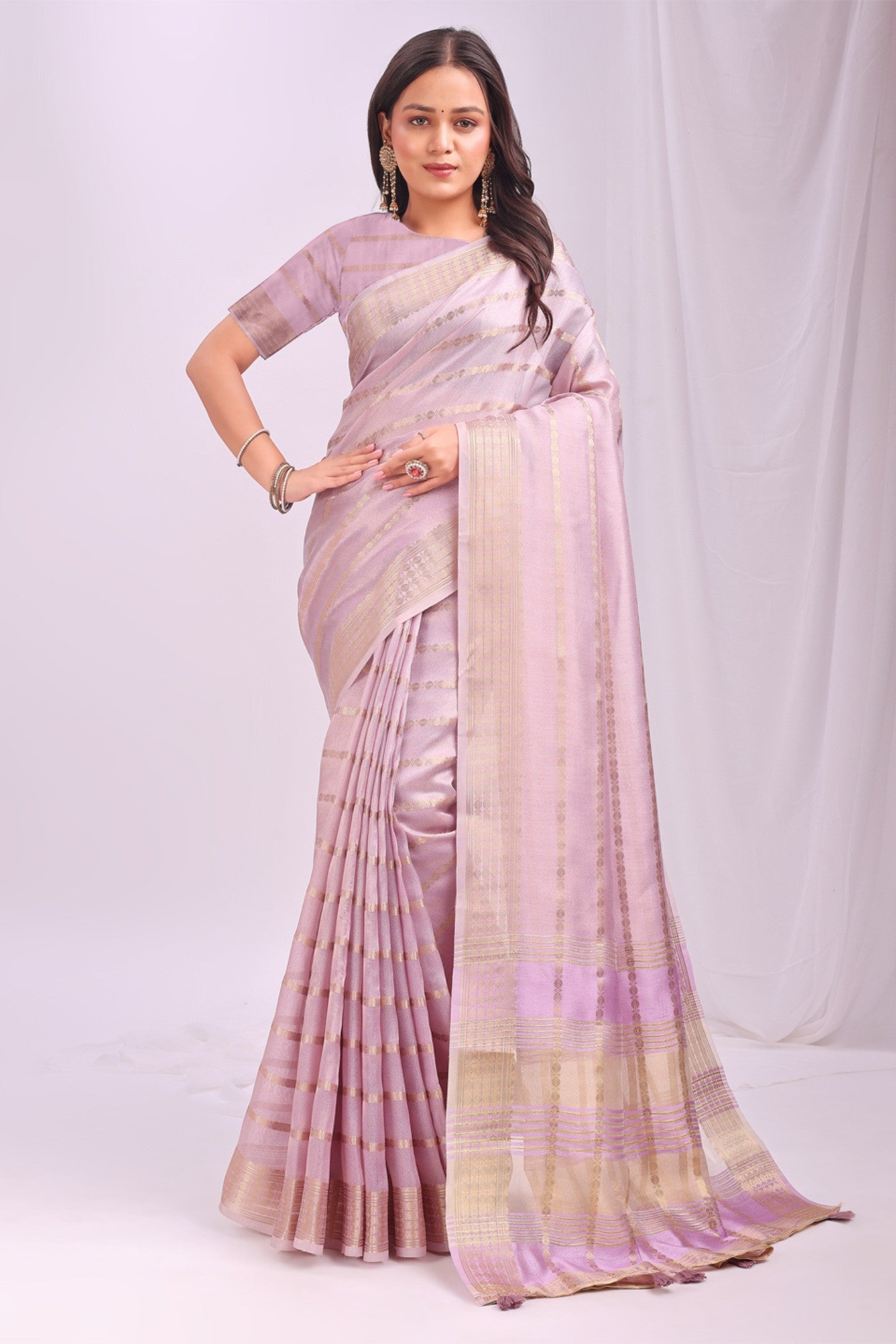 Buy MySilkLove Spanish Pink Woven Organza Saree Online