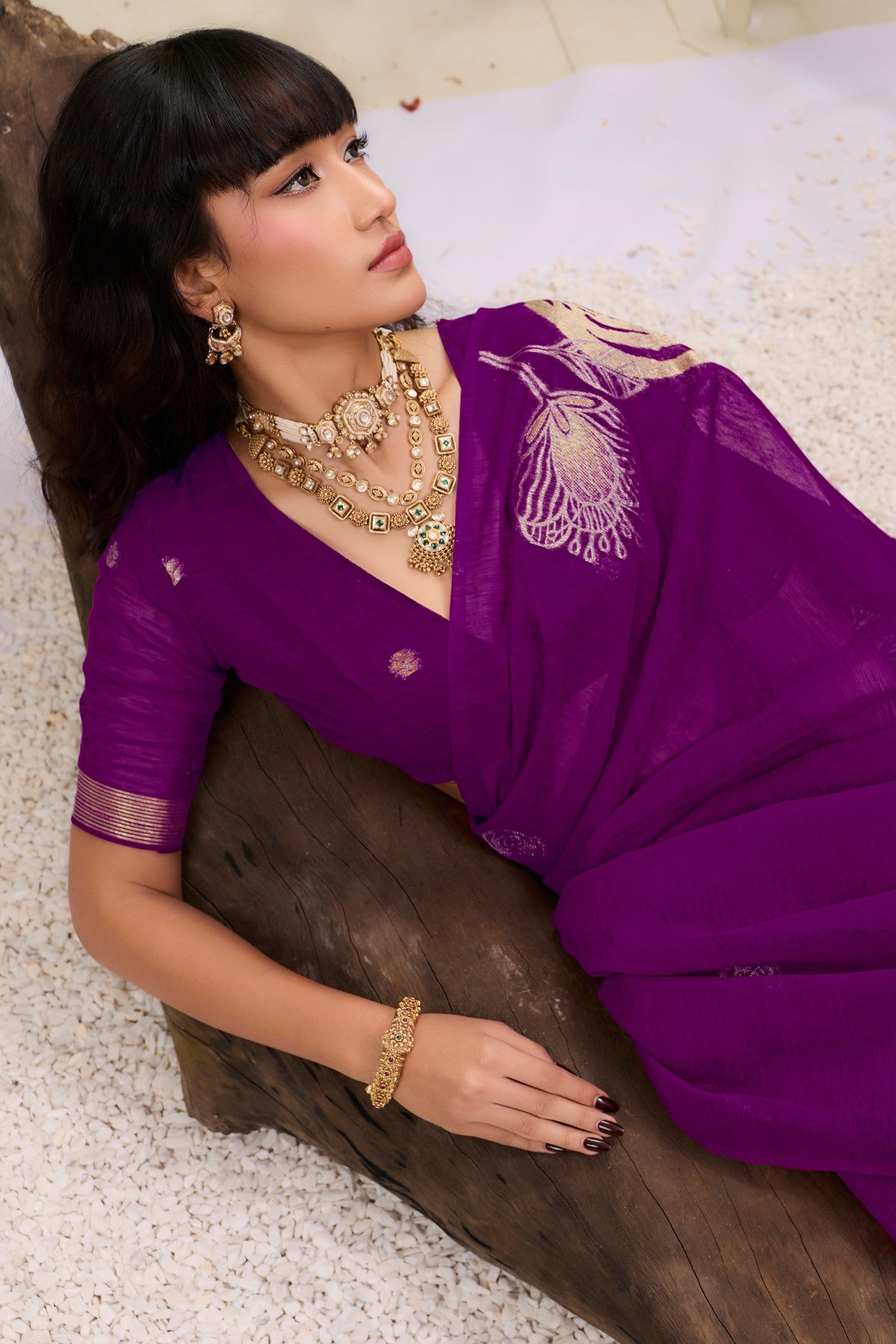 Buy MySilkLove Heliotrope Purple Munga Handloom Cotton Saree Online