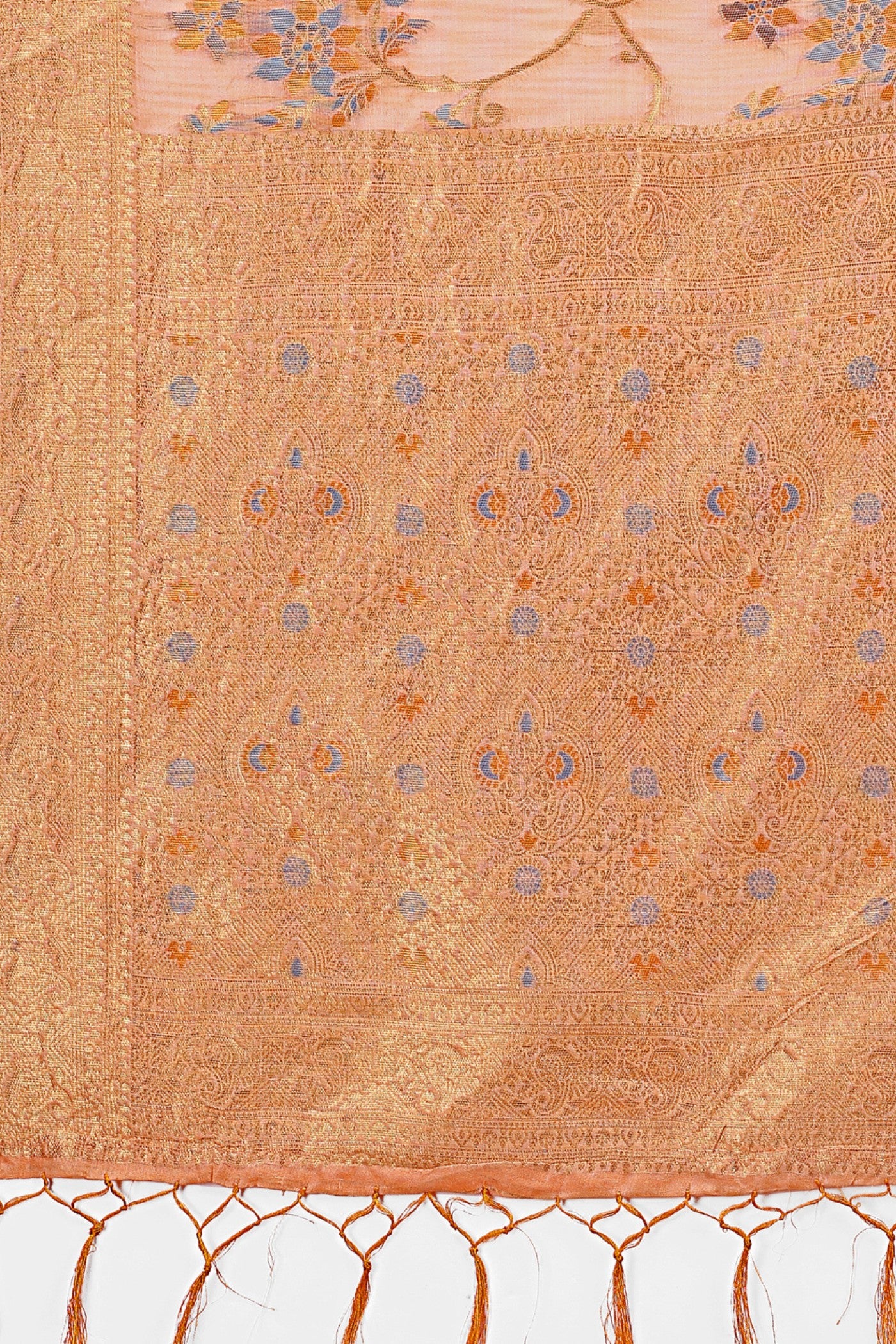 Buy MySilkLove Rustic Orange Linen Cotton Saree Online