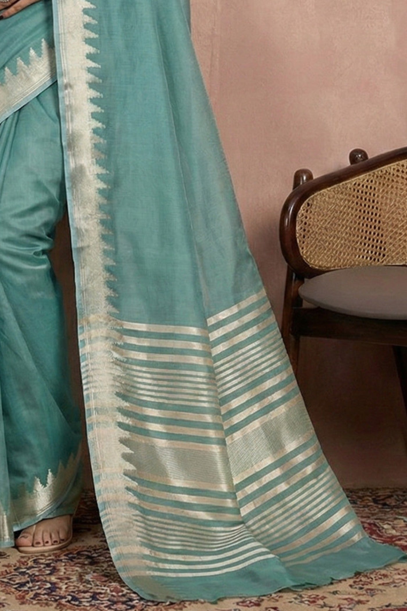 Buy MySilkLove Wild Blue Woven Banarasi Soft Silk Saree Online