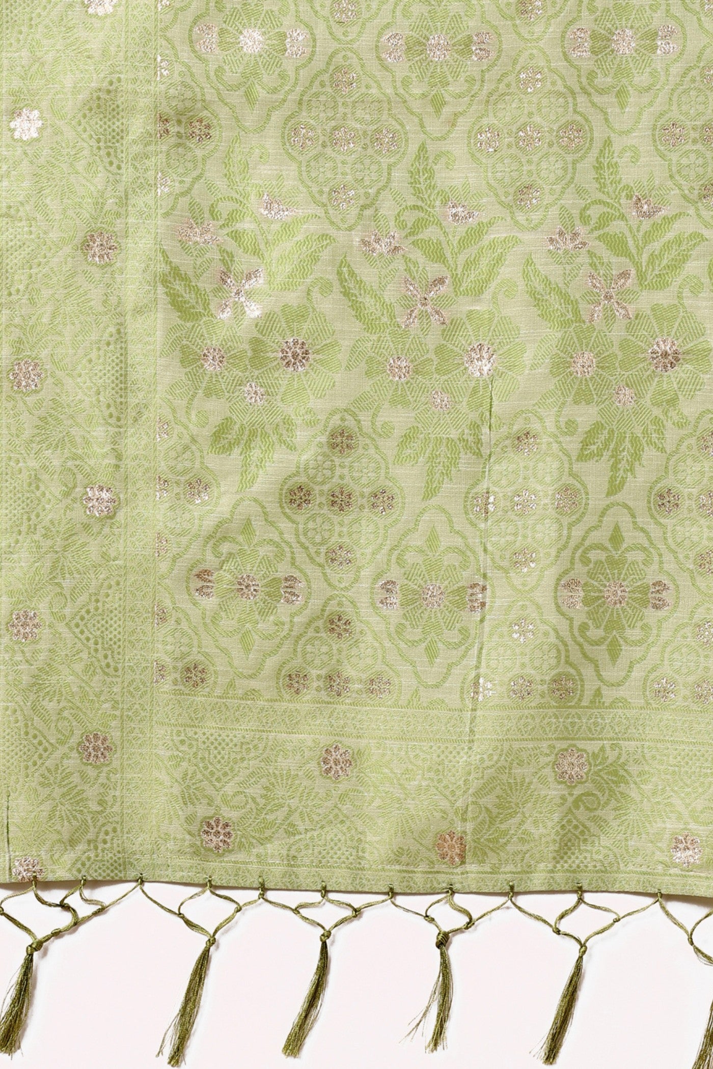 Buy MySilkLove Pista Green Woven Cotton Saree Online