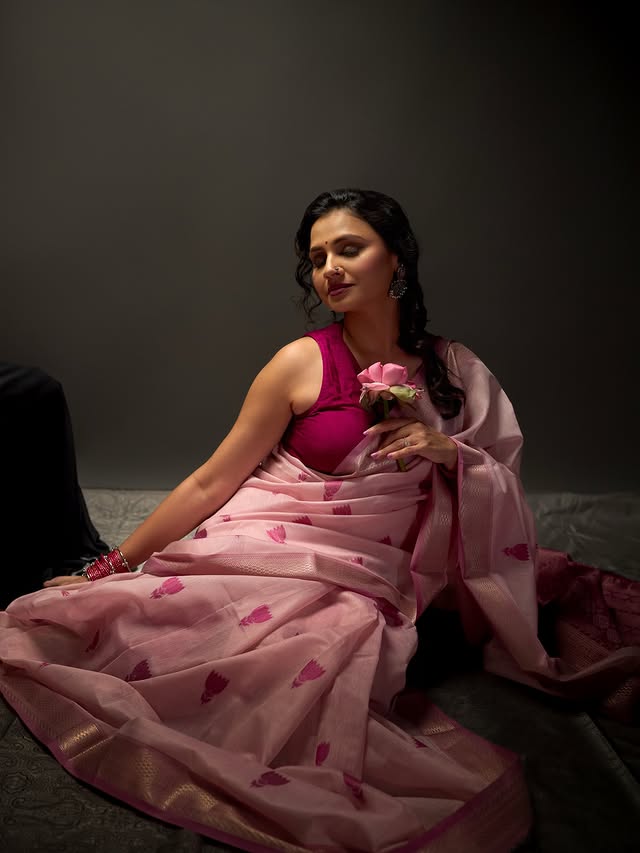 Buy MySilkLove Lotus Pink Woven Modal Cotton Saree Online