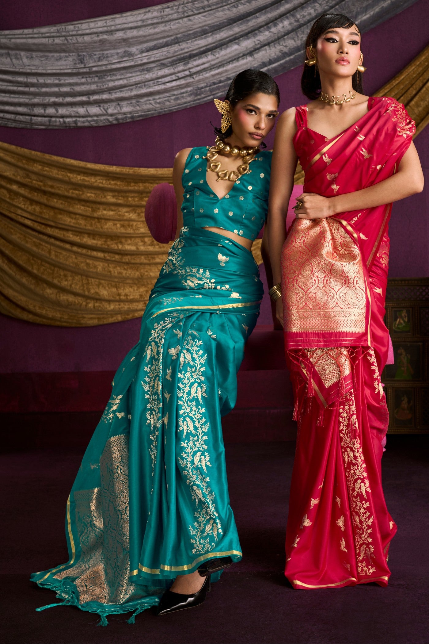 Buy MySilkLove Tomato Red Handloom Satin Silk Saree Online