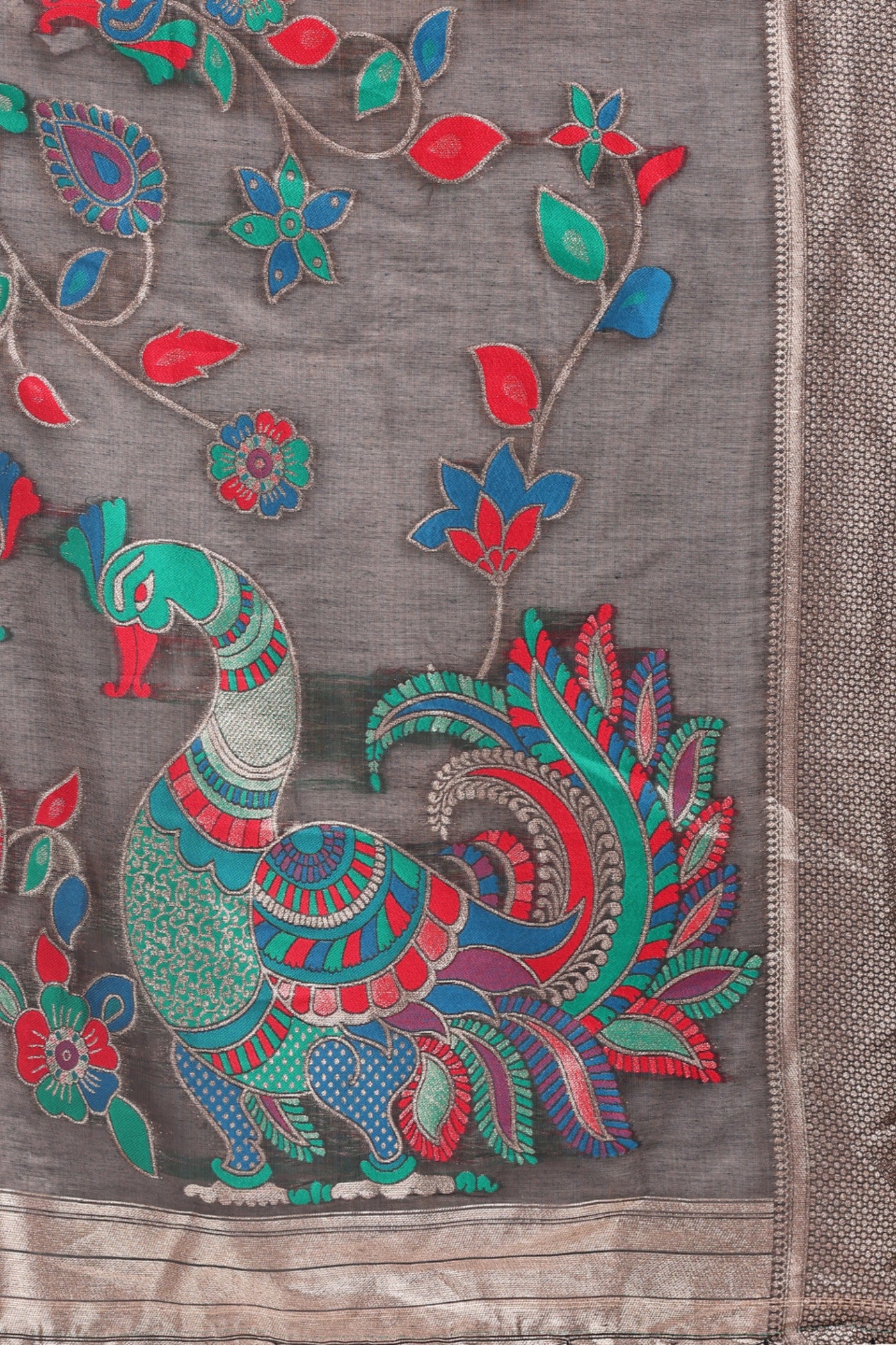 Buy MySilkLove Cloudy Grey Woven Linen Cotton Saree Online