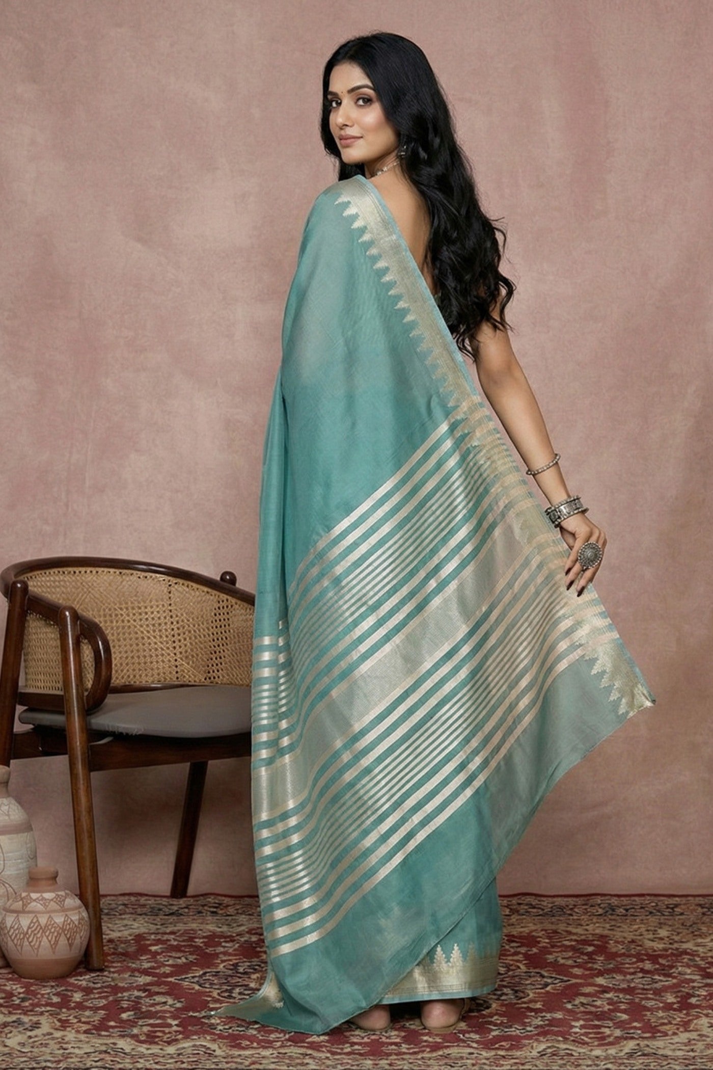 Buy MySilkLove Wild Blue Woven Banarasi Soft Silk Saree Online