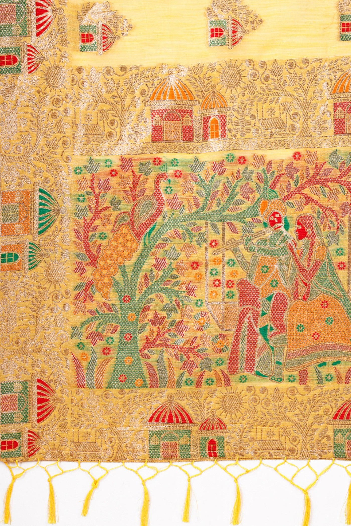Buy MySilkLove Cyber Yellow Linen Cotton Saree Online