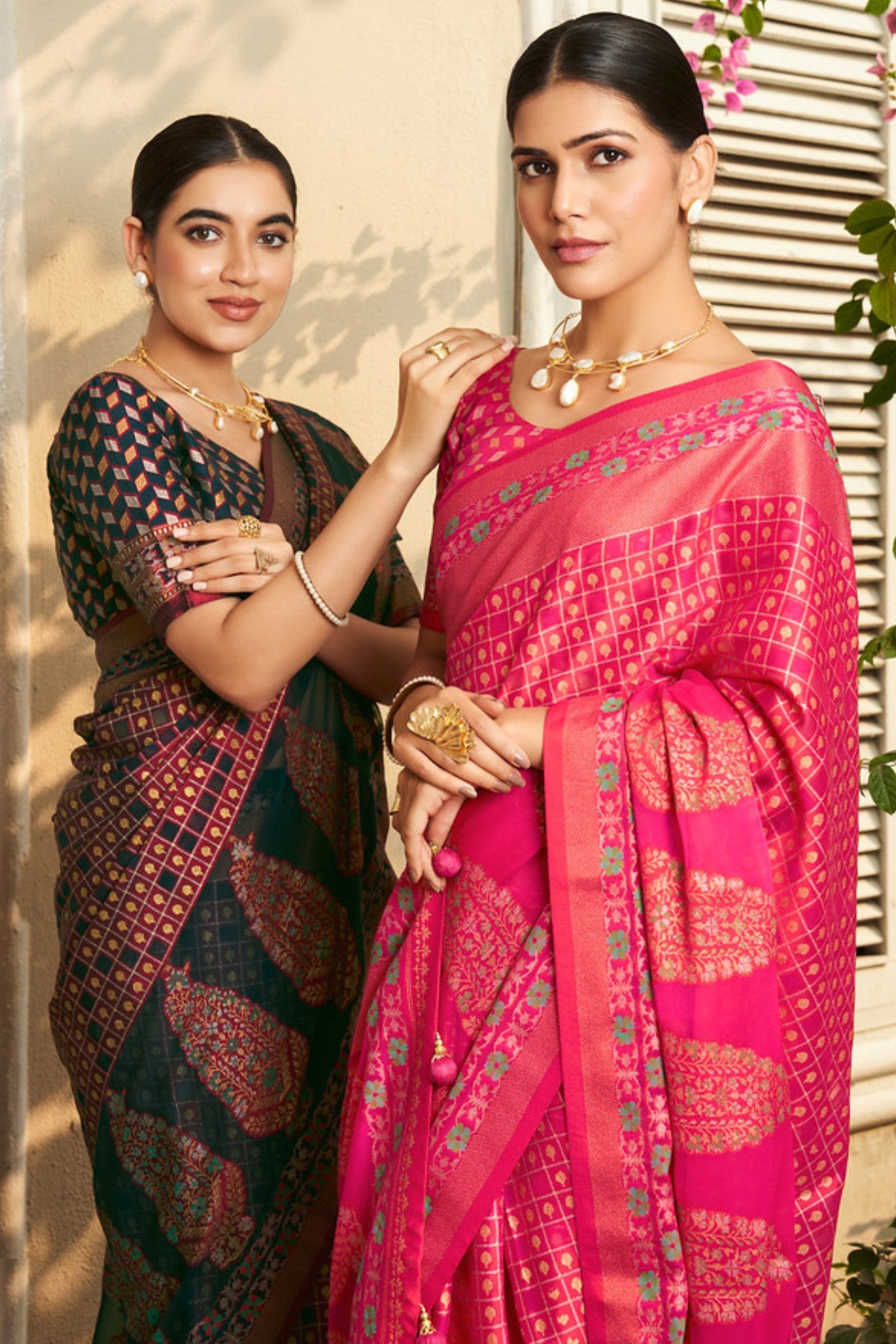 Buy MySilkLove Barbie Pink Banarasi Georgette Saree Online
