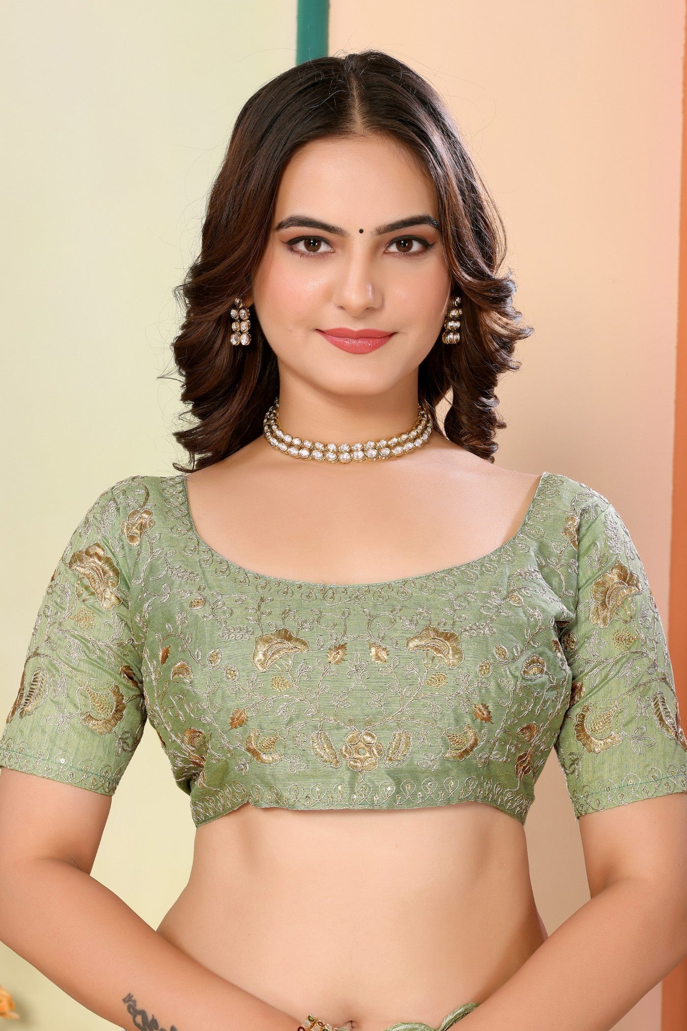 Buy MySilkLove Chartreuse Green Organza Designer Partywear Saree Online