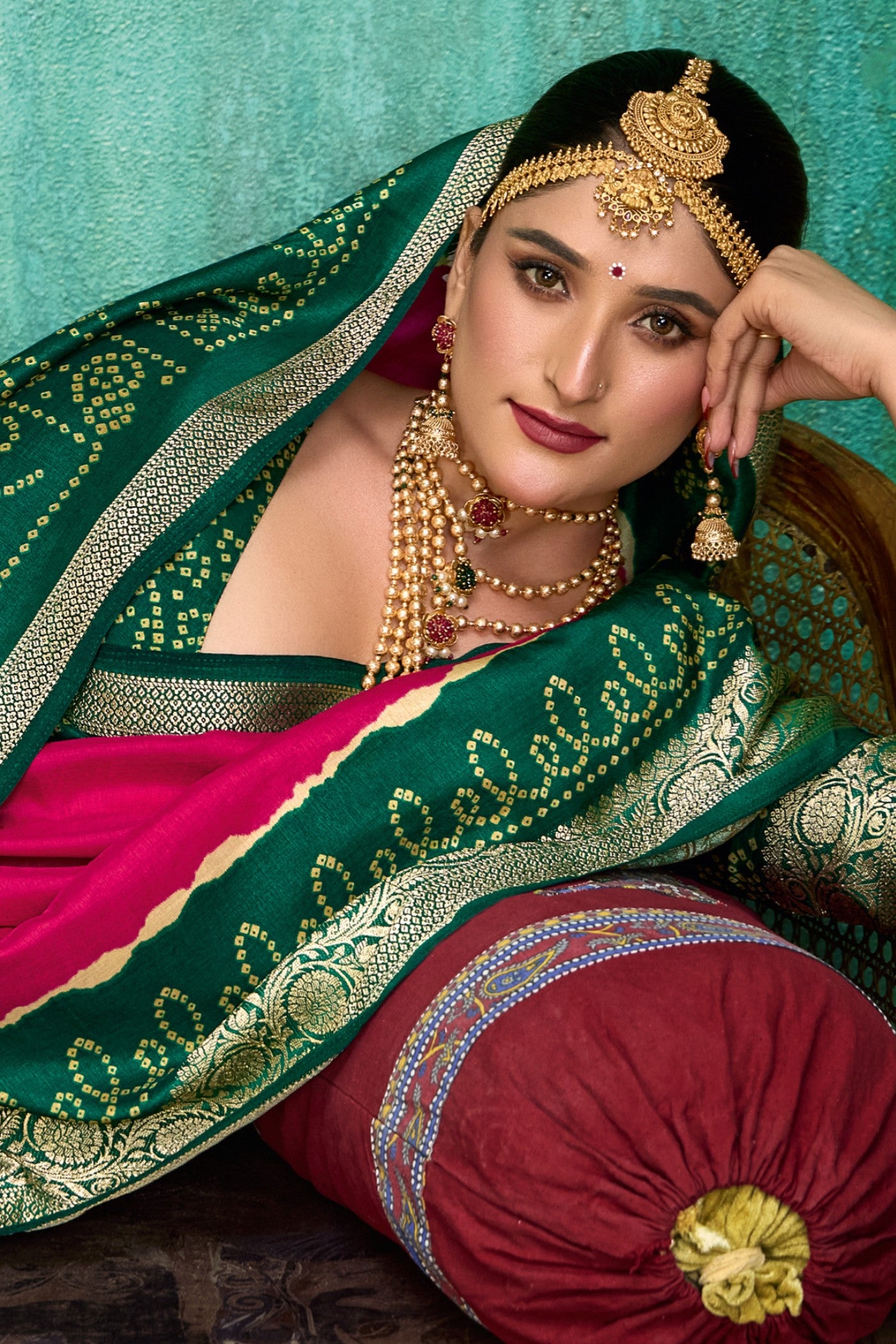 MySilkLove Fairy Tale Pink Tussar Bandhani Silk Saree