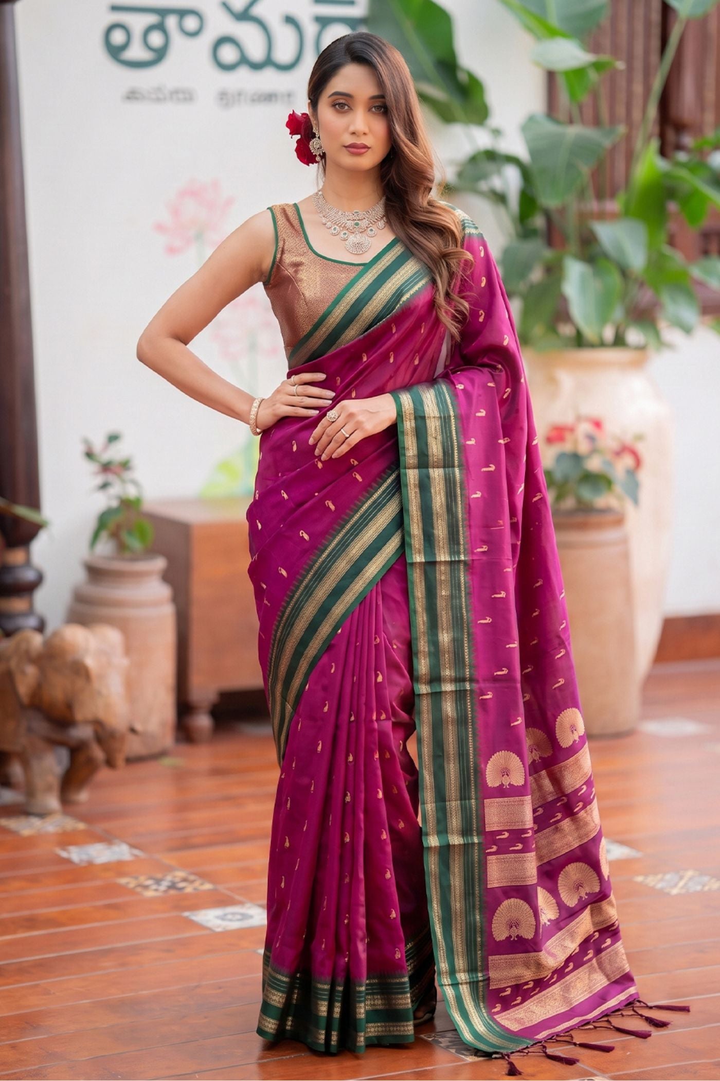 Buy MySilkLove Crocus Purple Banarasi Woven Soft Silk Saree Online