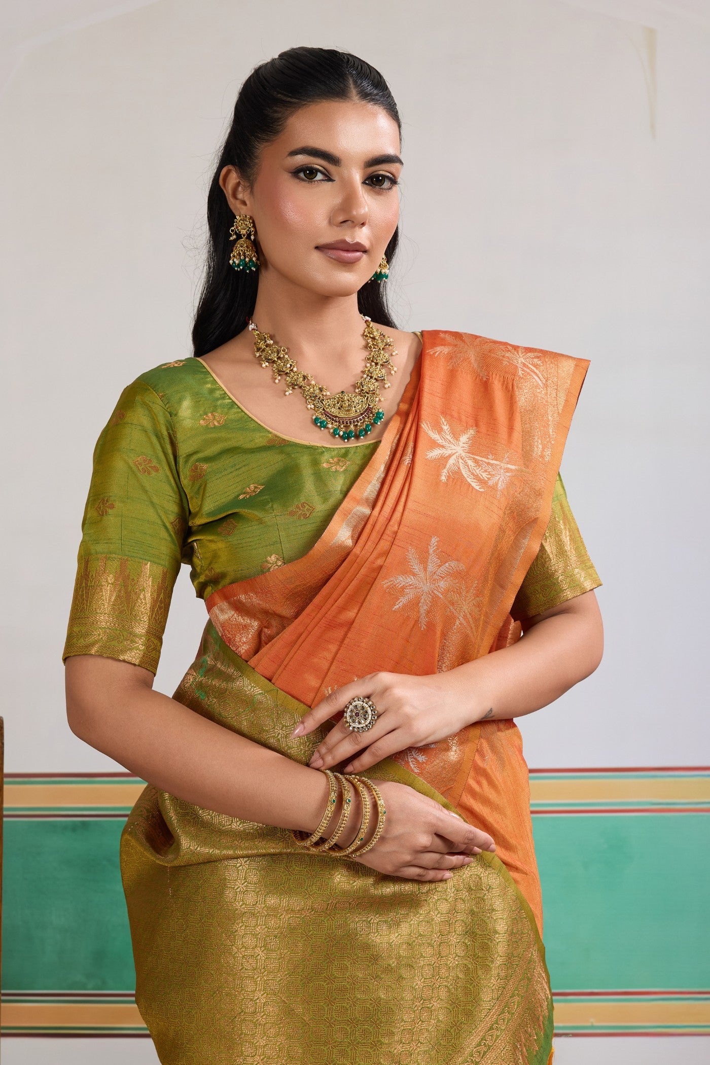 Buy MySilkLove Flame Orange Banarasi Handloom Tussar Saree Online