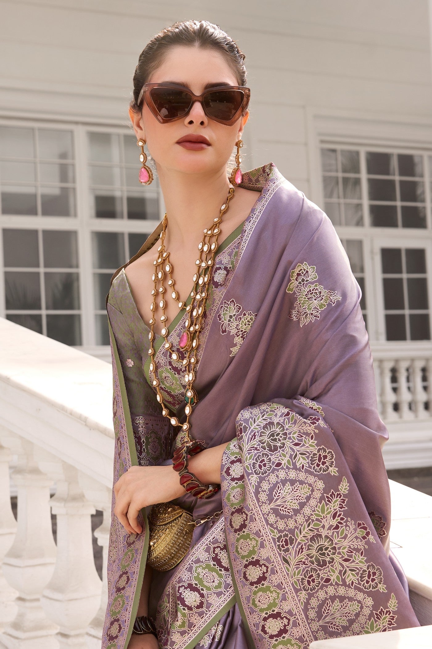 MySilkLove Han Purple Woven Banarasi Saree