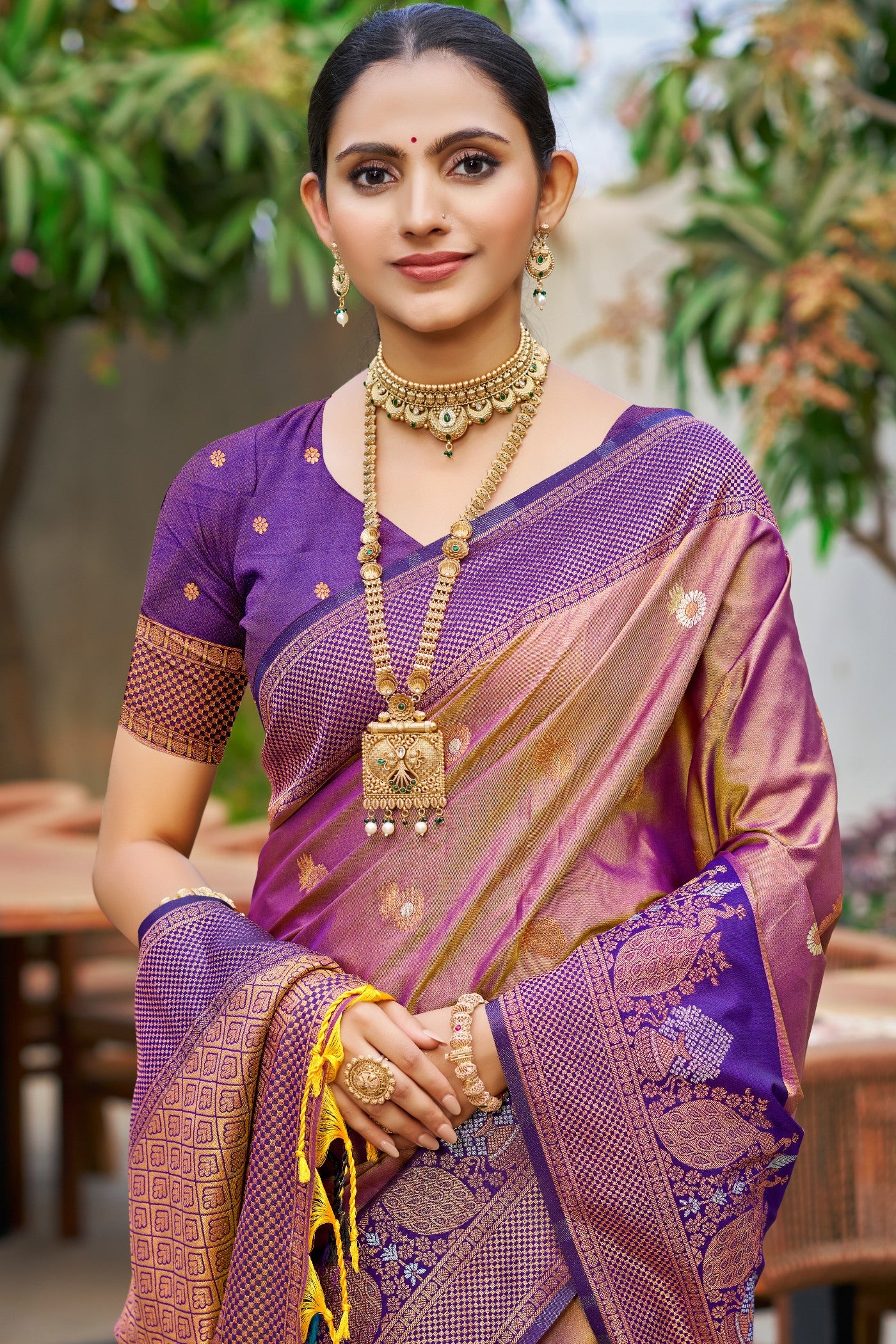 MySilkLove Shine Purple Woven Banarasi Saree