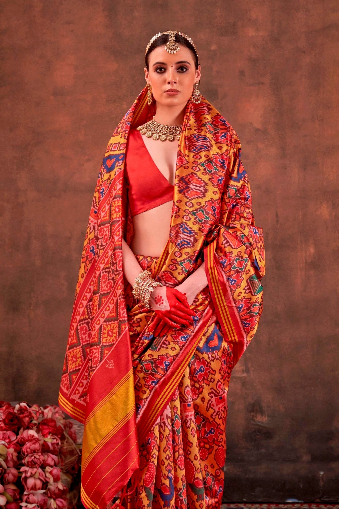 MySilkLove Zest Yellow Printed Patola Saree
