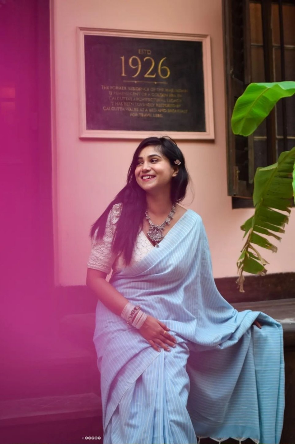 Buy MySilkLove Sky Blue Mul Cotton Stripes Handloom Saree Online