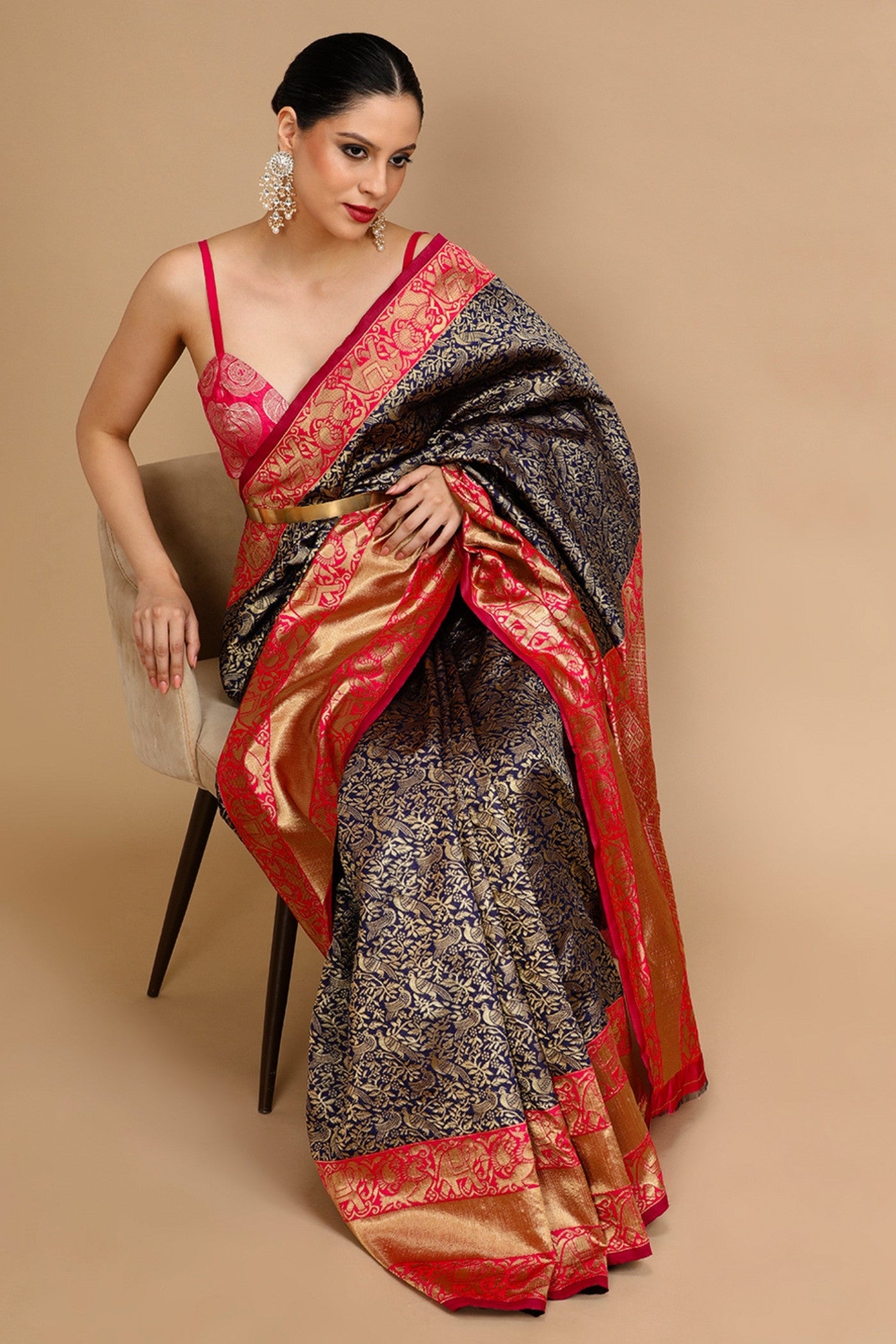 Buy MySilkLove Myrtle Green Woven Jacquard Lichi Silk Saree Online