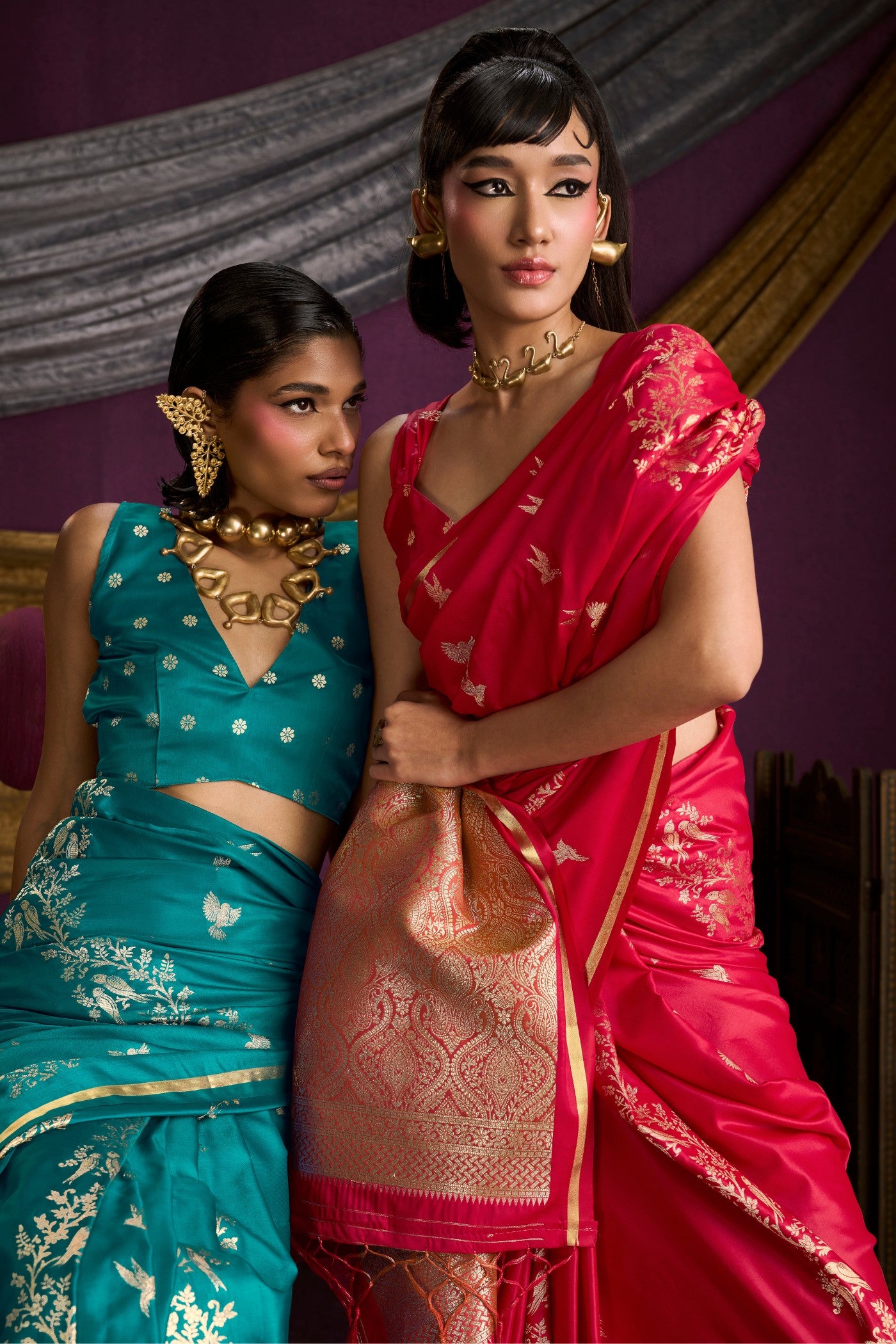 Buy MySilkLove Tomato Red Handloom Satin Silk Saree Online