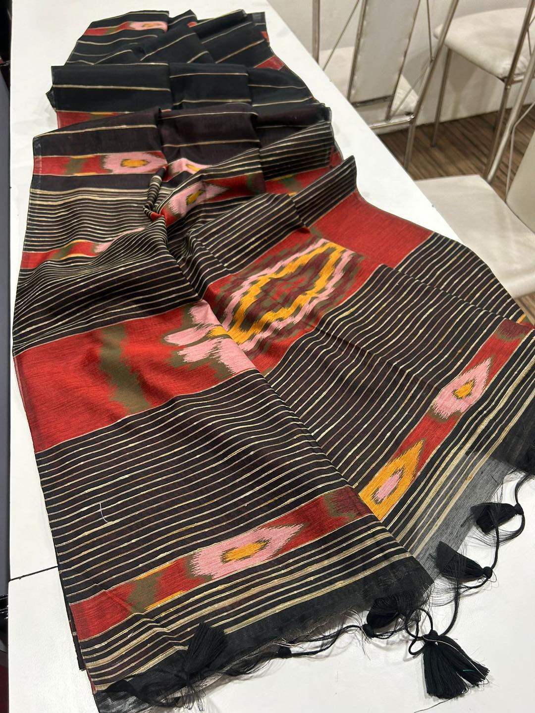 Buy MySilkLove Sable Black Soft Ikkat Cotton Woven Saree Online
