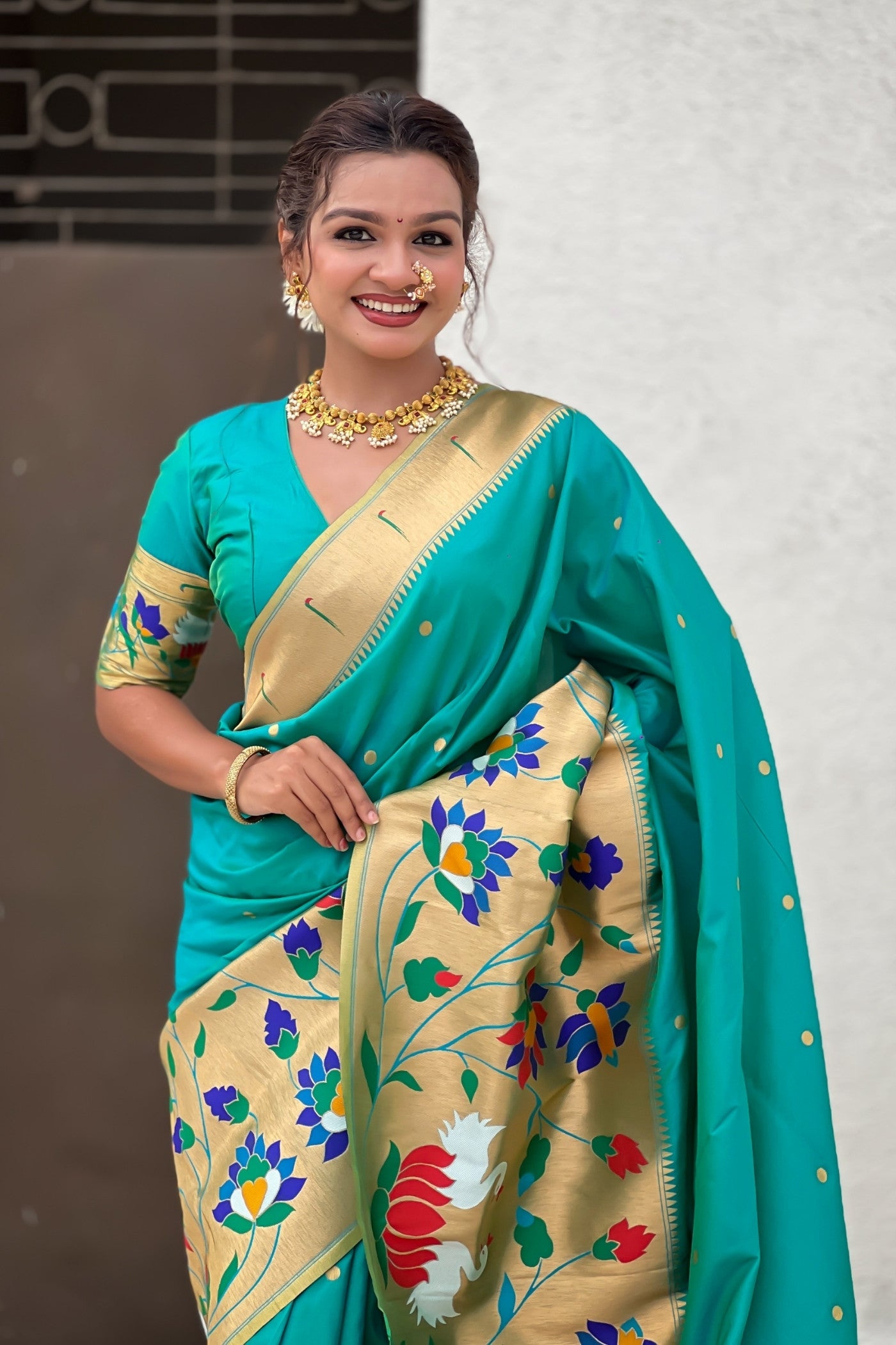 Buy MySilkLove Can Blue Woven Paithani Saree Online