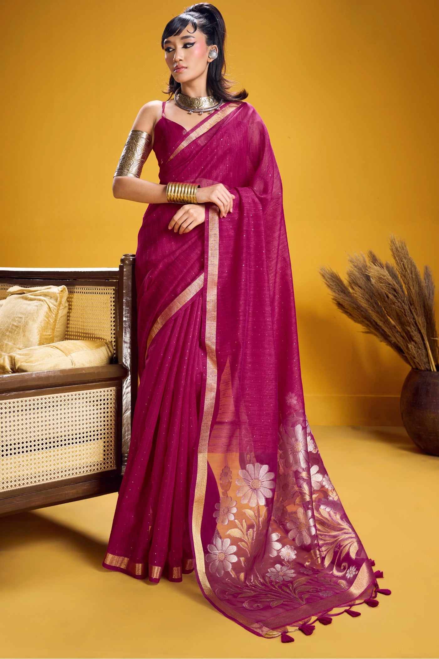 Buy MySilkLove Candy Pink Munga Handloom Cotton Saree Online