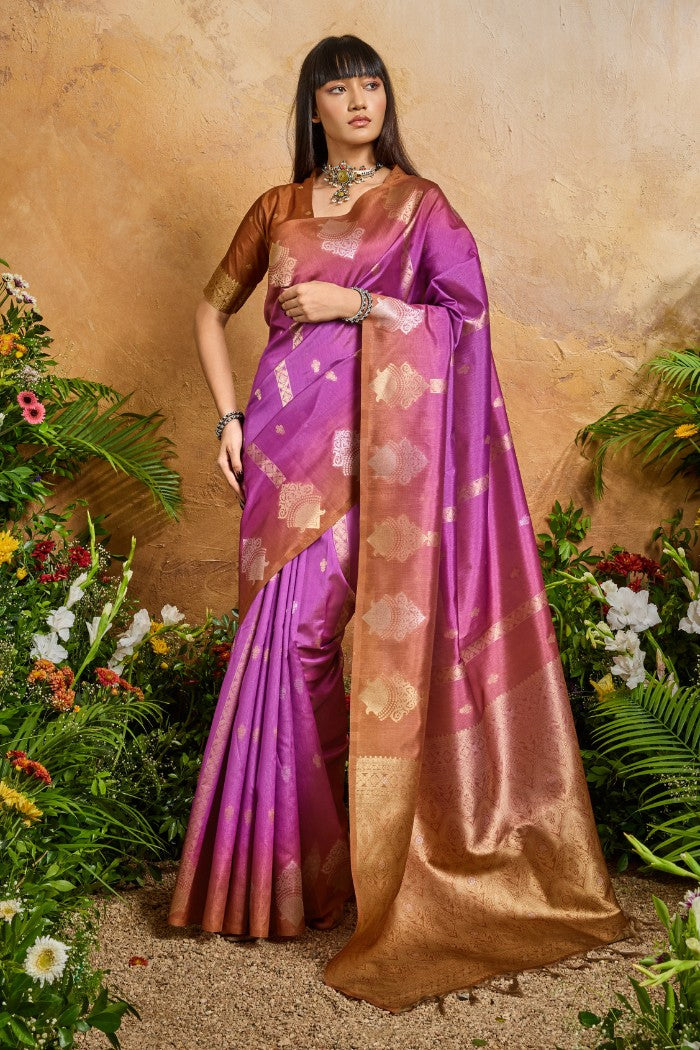 Buy MySilkLove Lotus Pink Banarasi Handloom Saree Online