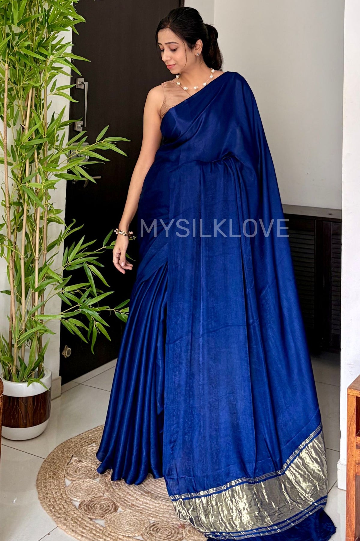 MySilkLove Royal Blue Modal Pure Gajji Silk Saree with Lagdi Zari Pallu Saree