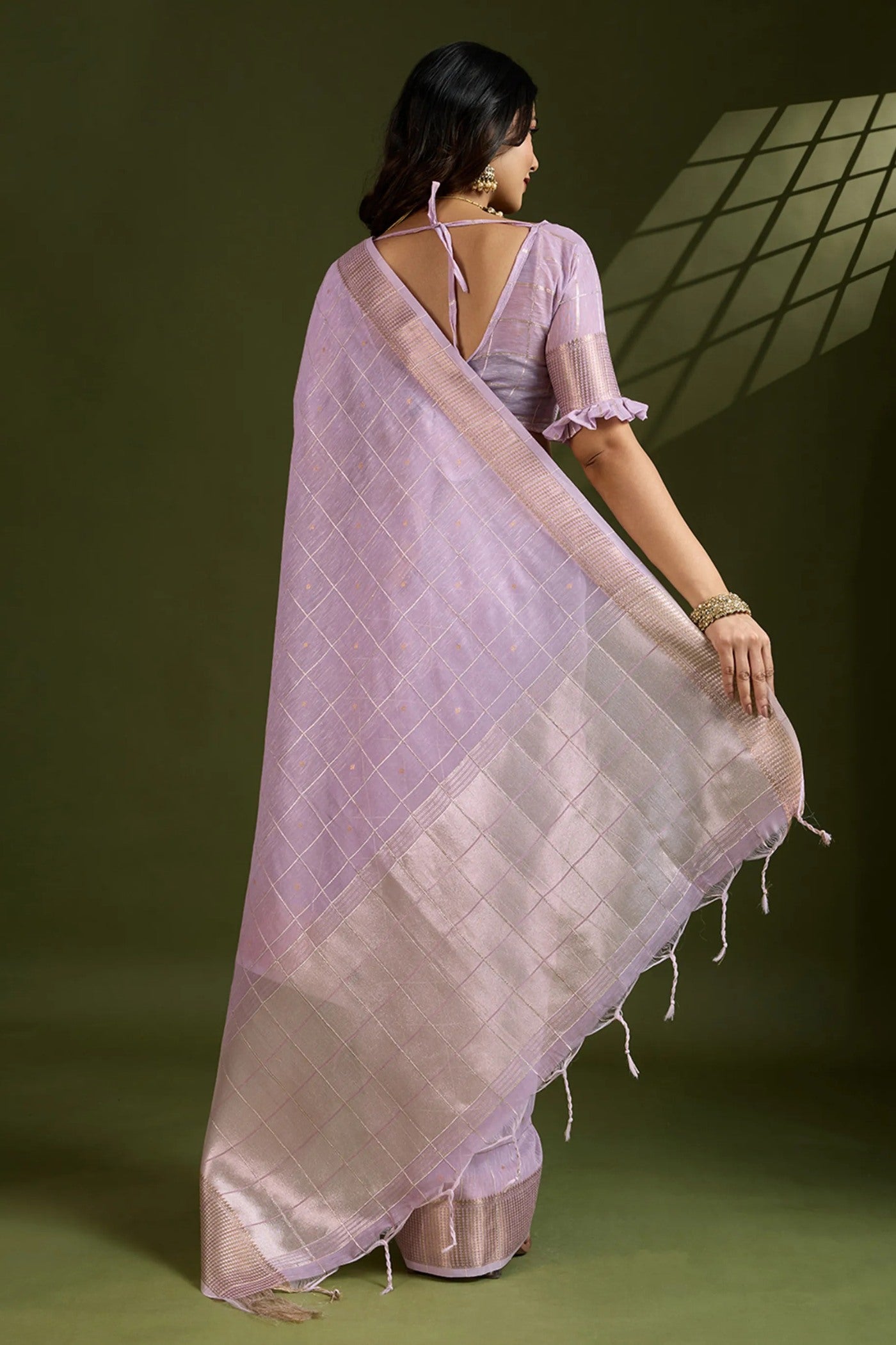 Buy MySilkLove Mauve Purple Woven Tissue Linen Saree Online