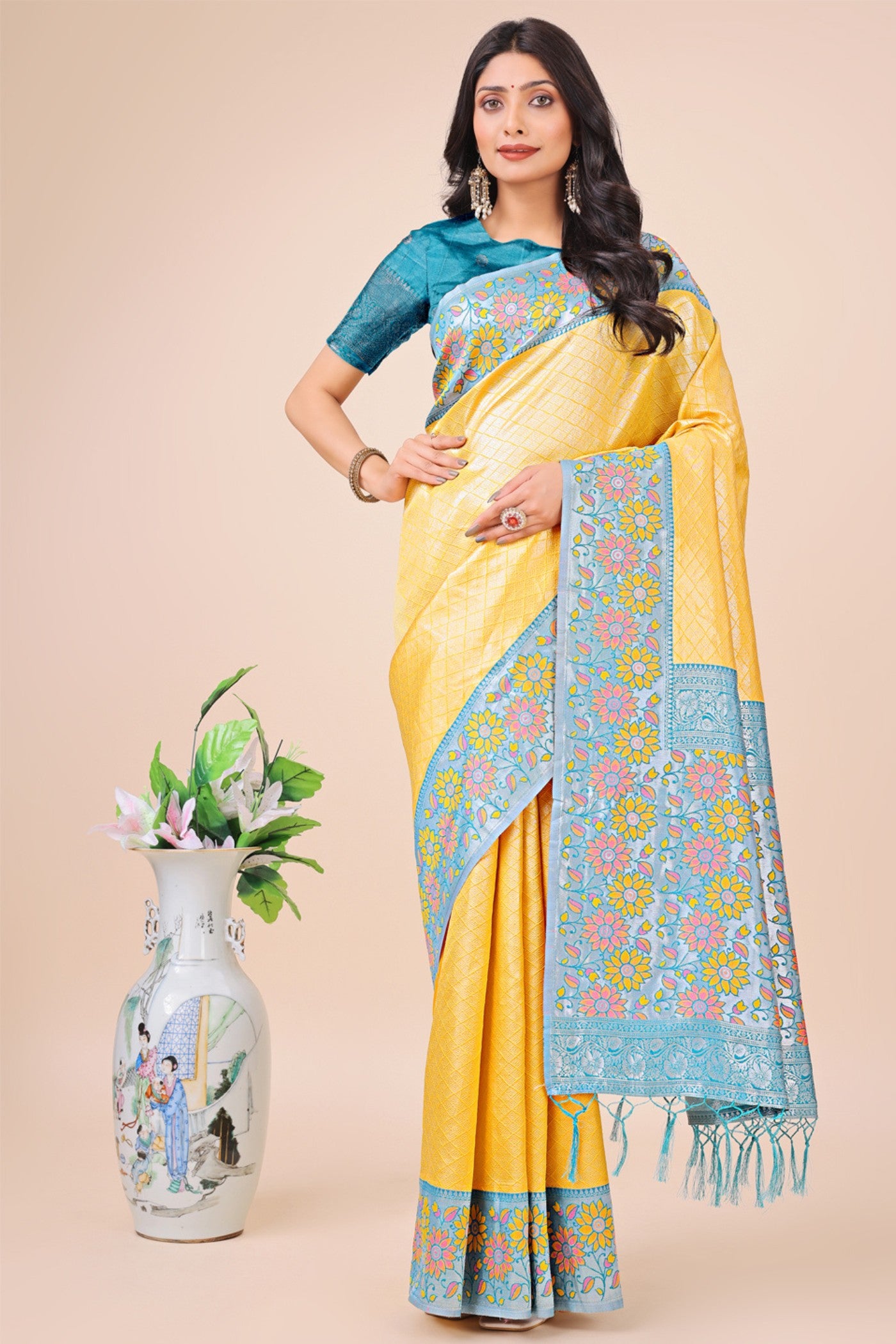 Buy MySilkLove Minion Yellow Woven Banarasi Saree Online