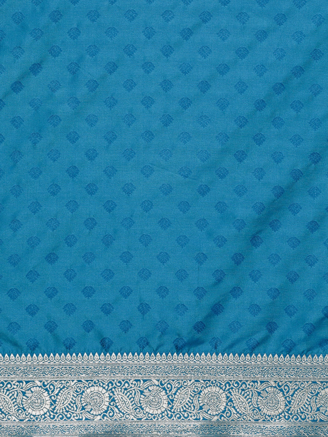 Buy MySilkLove Tiffany Blue Woven Jacquard Lichi Silk Saree Online