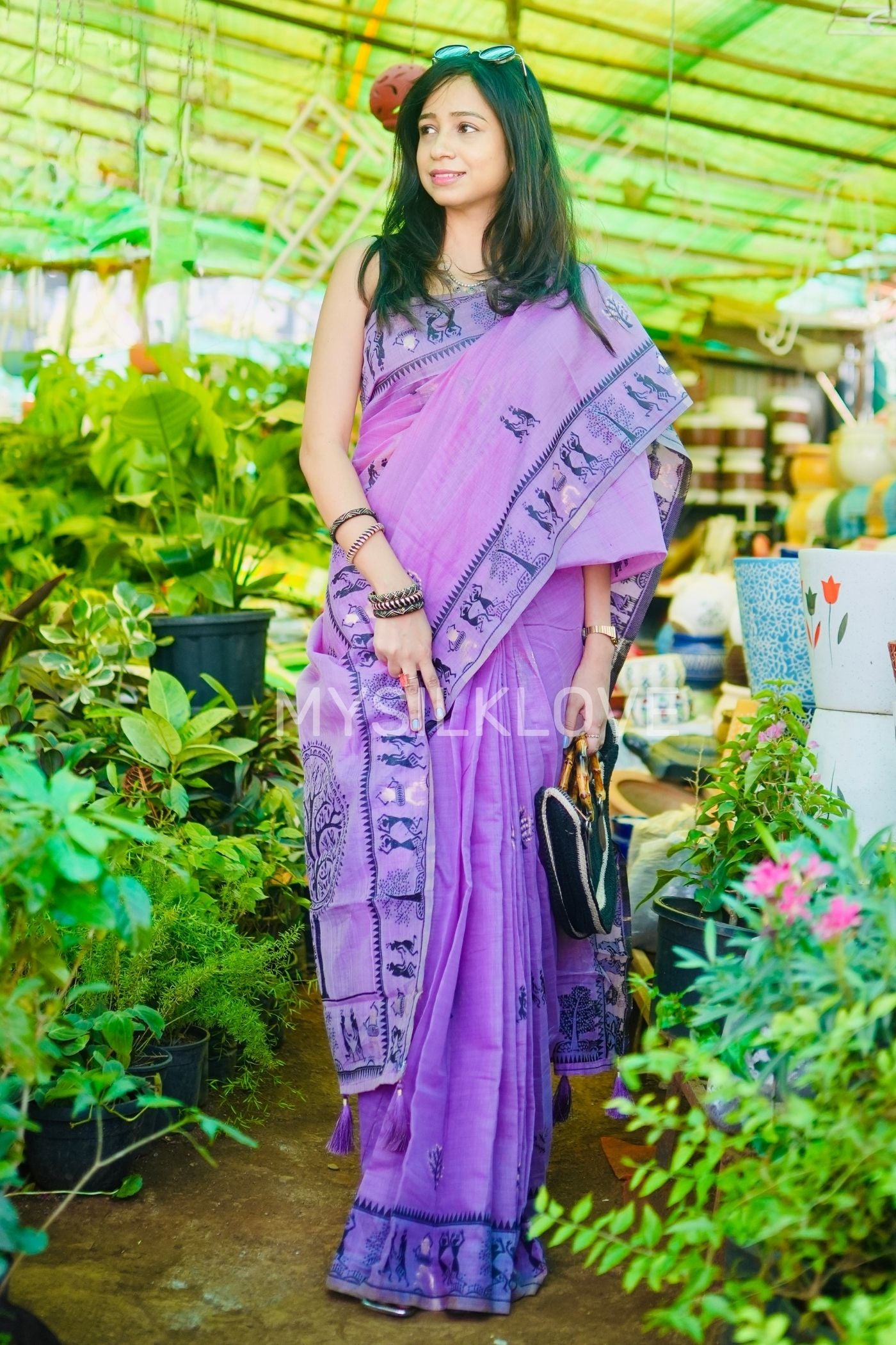 Buy MySilkLove Liseran Purple Woven Modal Cotton Saree Online