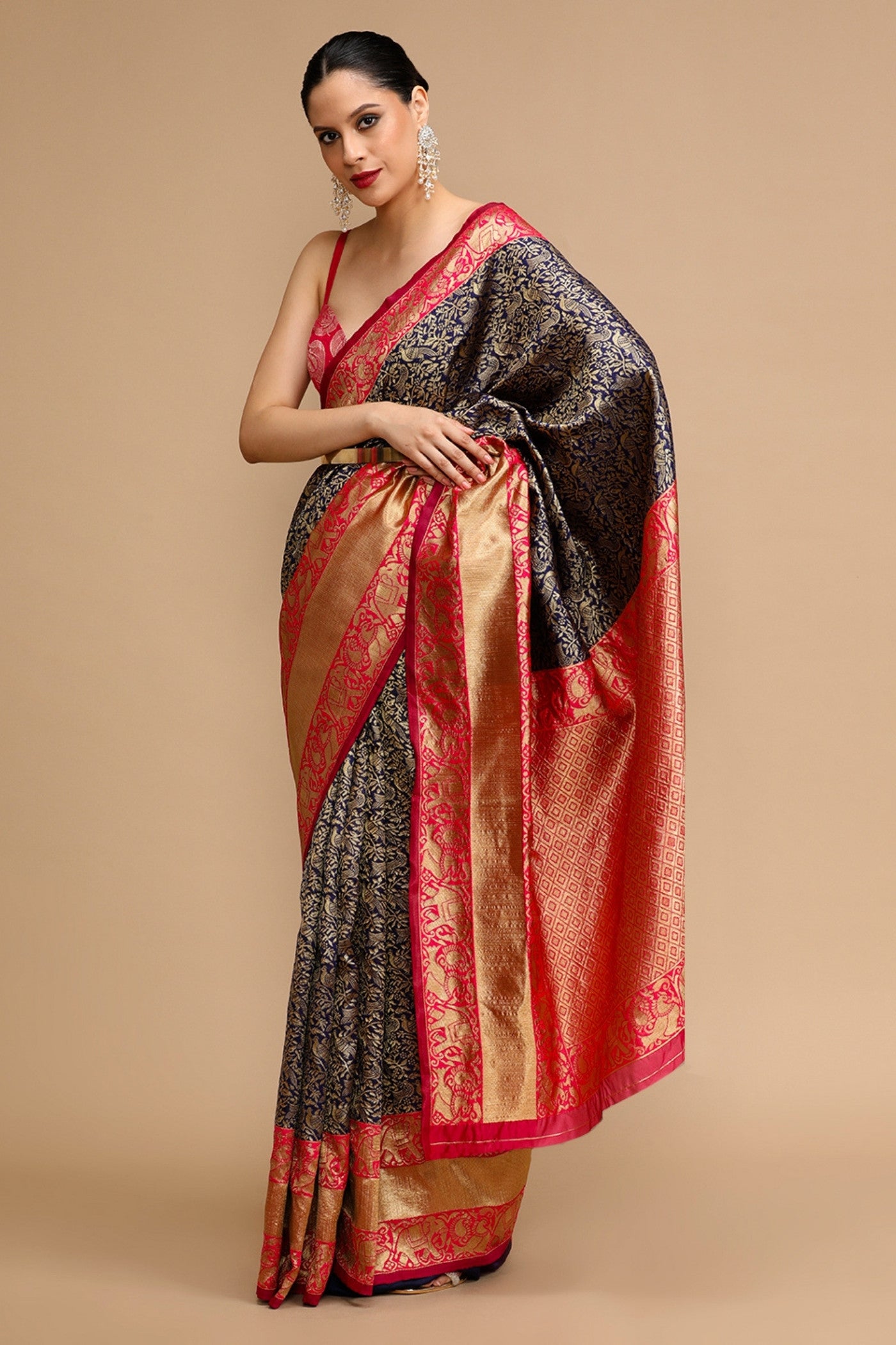 Buy MySilkLove Myrtle Green Woven Jacquard Lichi Silk Saree Online