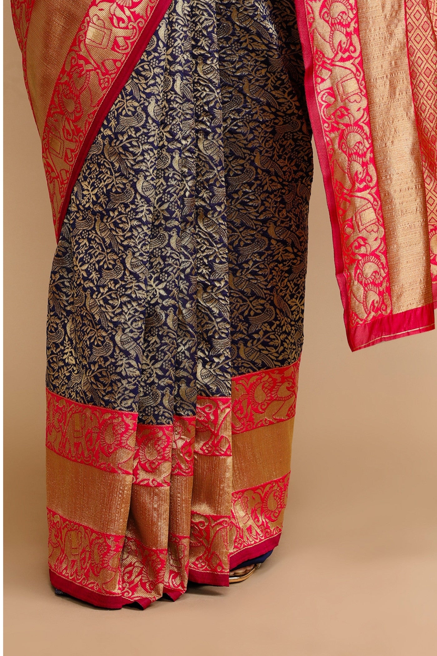 Buy MySilkLove Myrtle Green Woven Jacquard Lichi Silk Saree Online