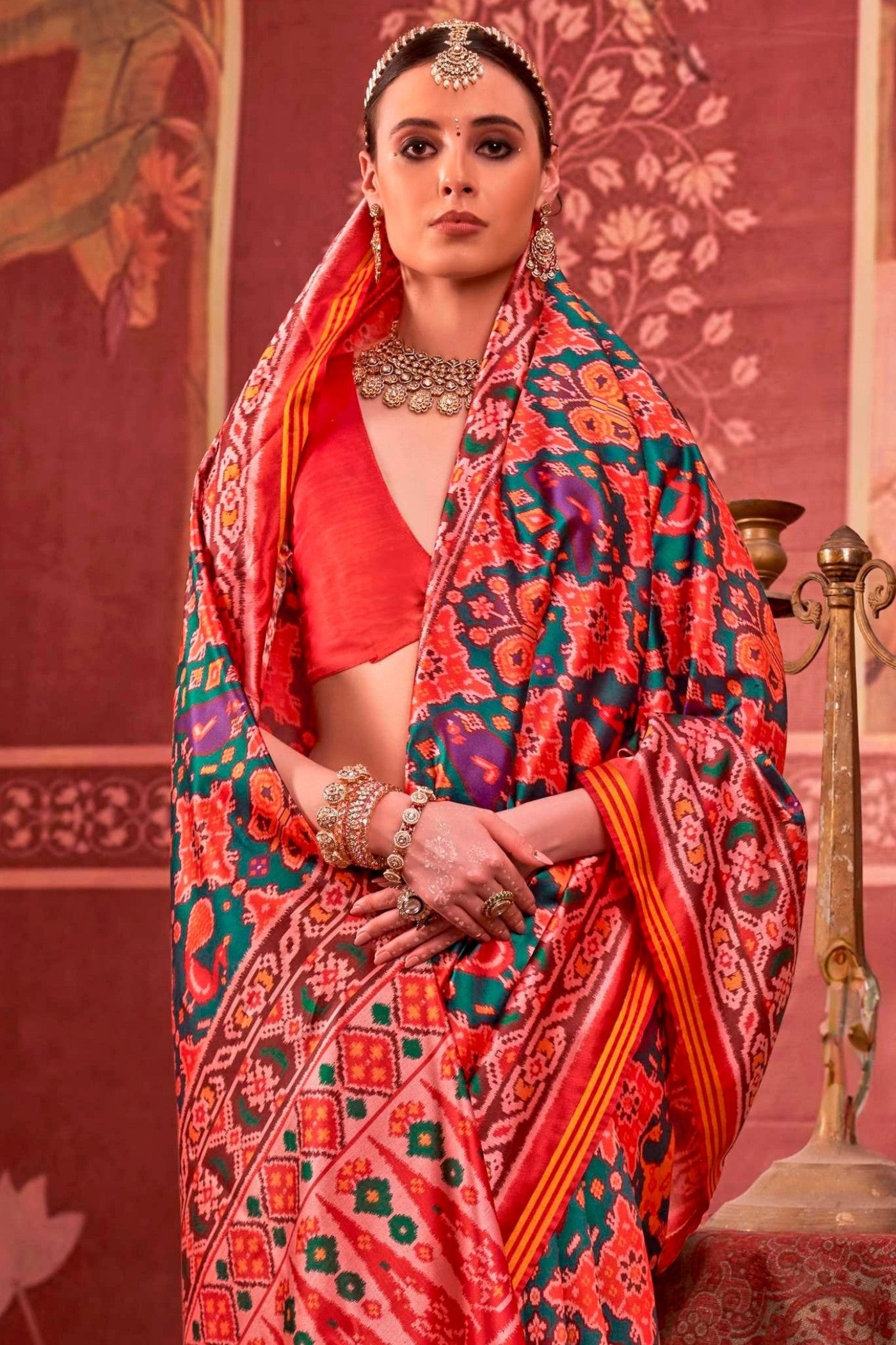 Buy MySilkLove France Blue Printed Patola Saree Online