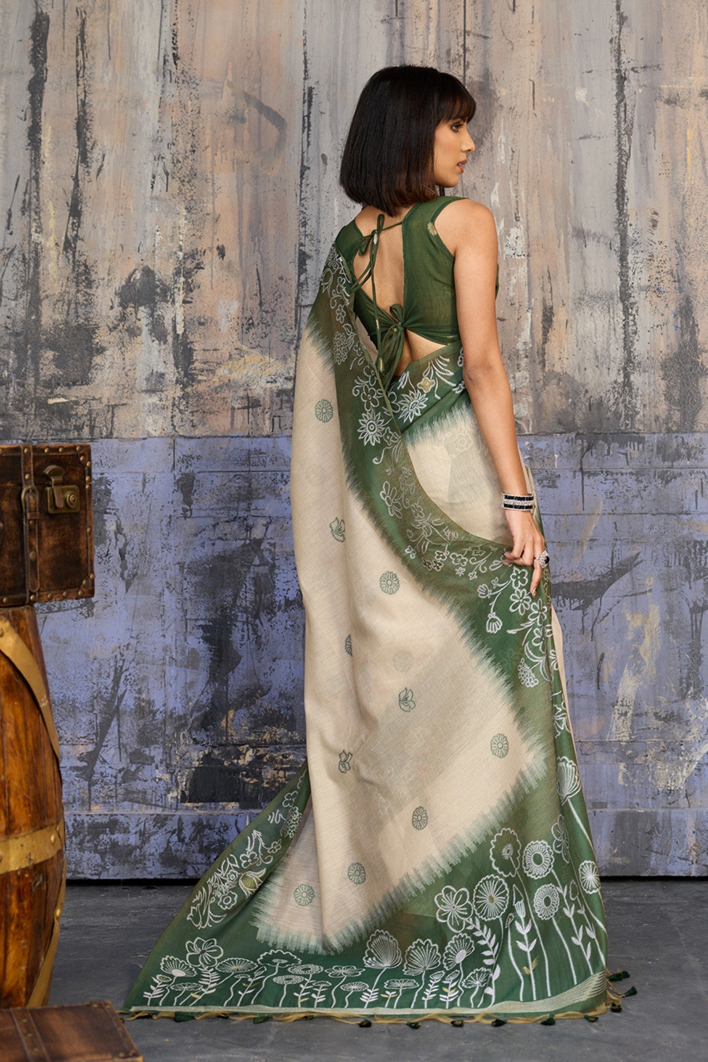 Buy MySilkLove Herbal Green Handloom Munga Cotton Saree Online