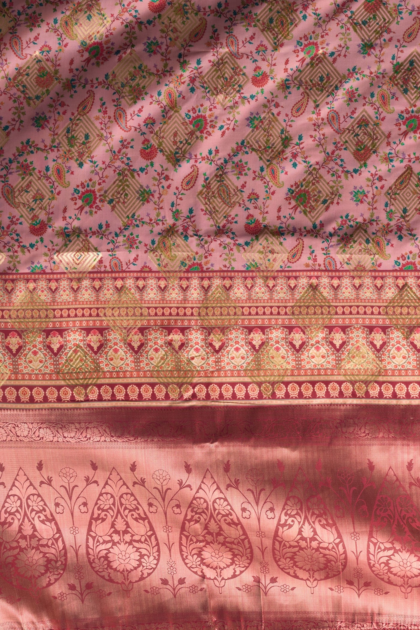 Buy MySilkLove Rose Pink Digital Printed Banarasi Saree Online