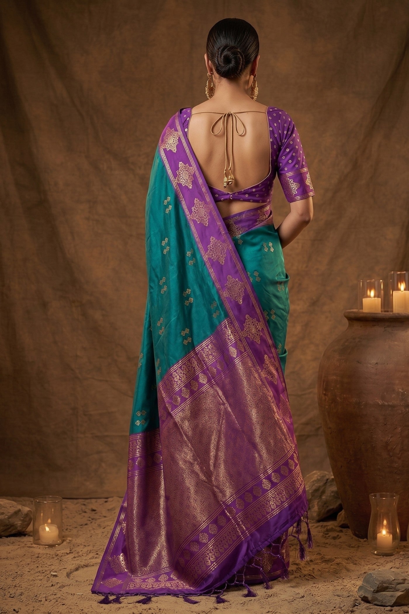 Buy MySilkLove Munsell Blue Woven Banarasi Soft Silk Saree Online