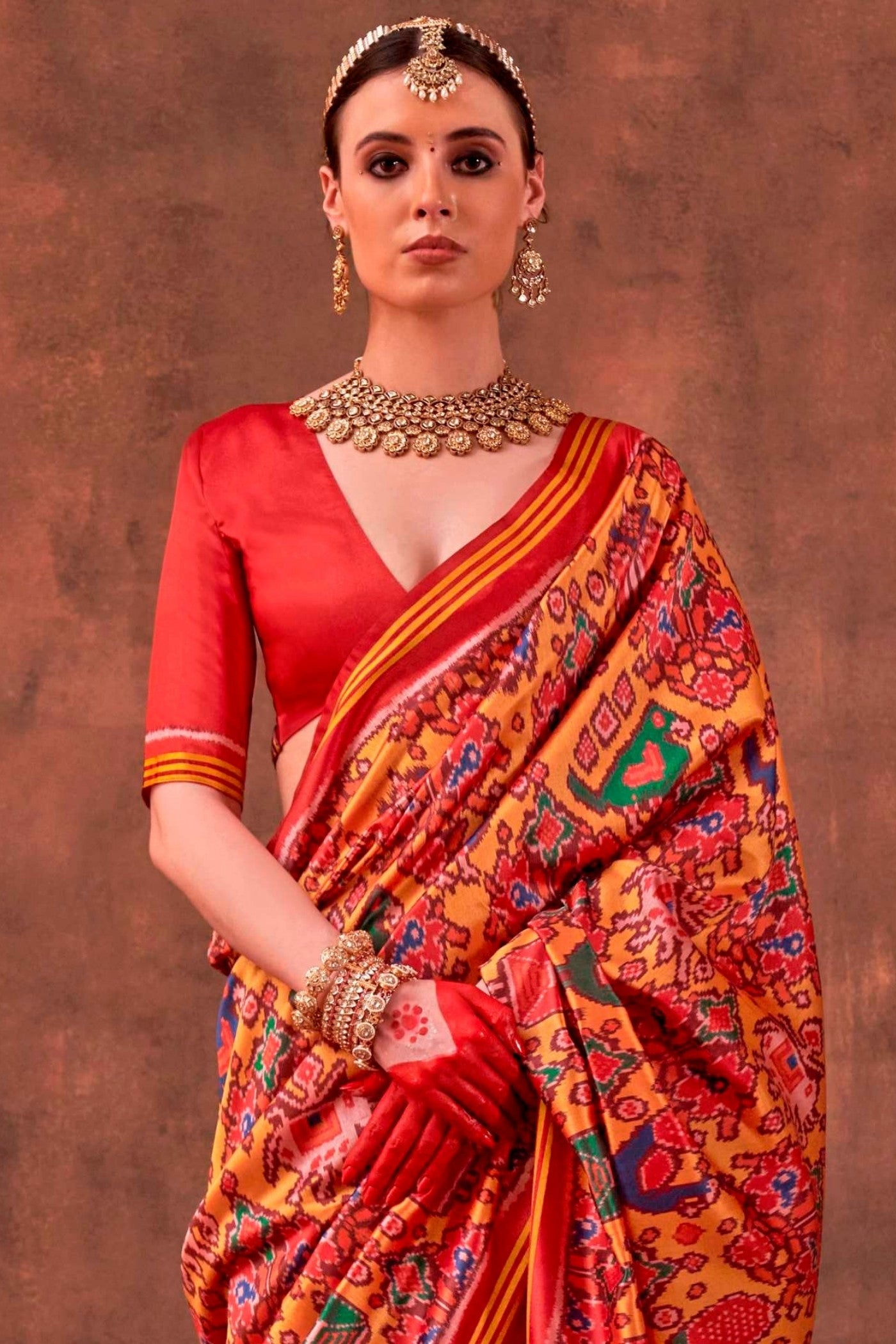 Buy MySilkLove Zest Yellow Printed Patola Saree Online