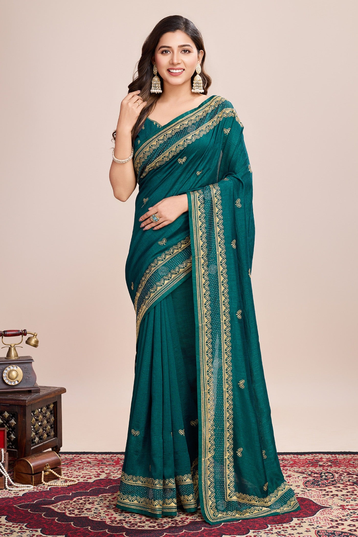 Buy MySilkLove Fern Green Designer Partywear Saree Online