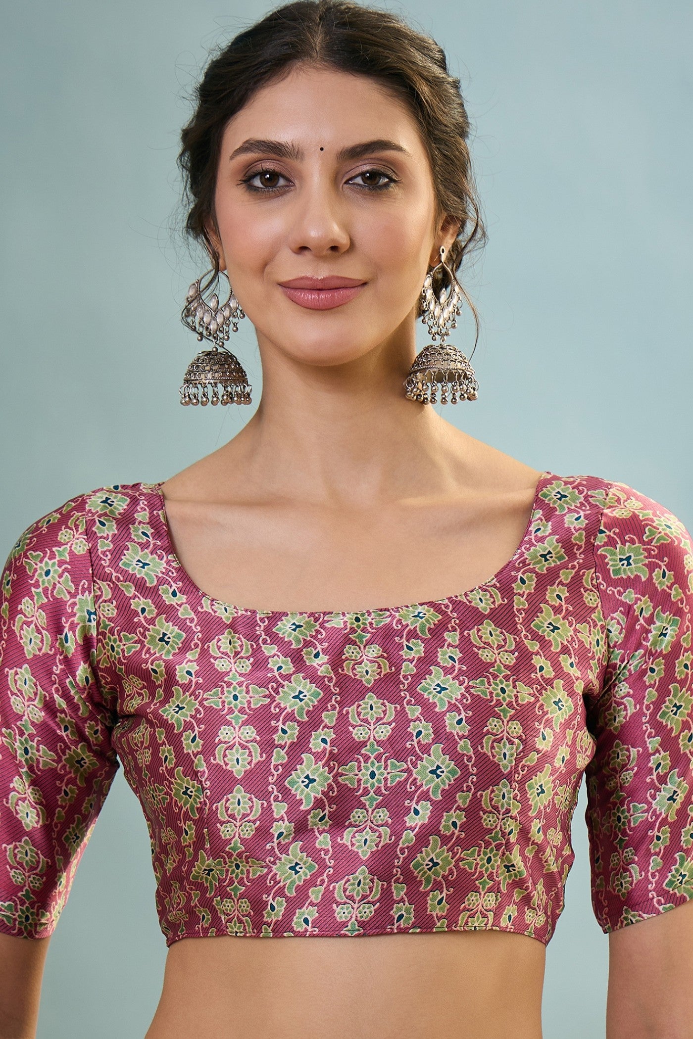 Buy MySilkLove Arcane Blue Ajrakh Printed Satin Crepe Silk Saree Online