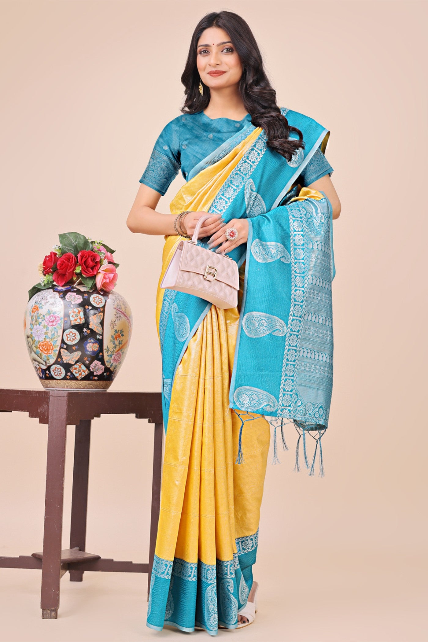 Buy MySilkLove Dijon Blue Woven Banarasi Saree Online