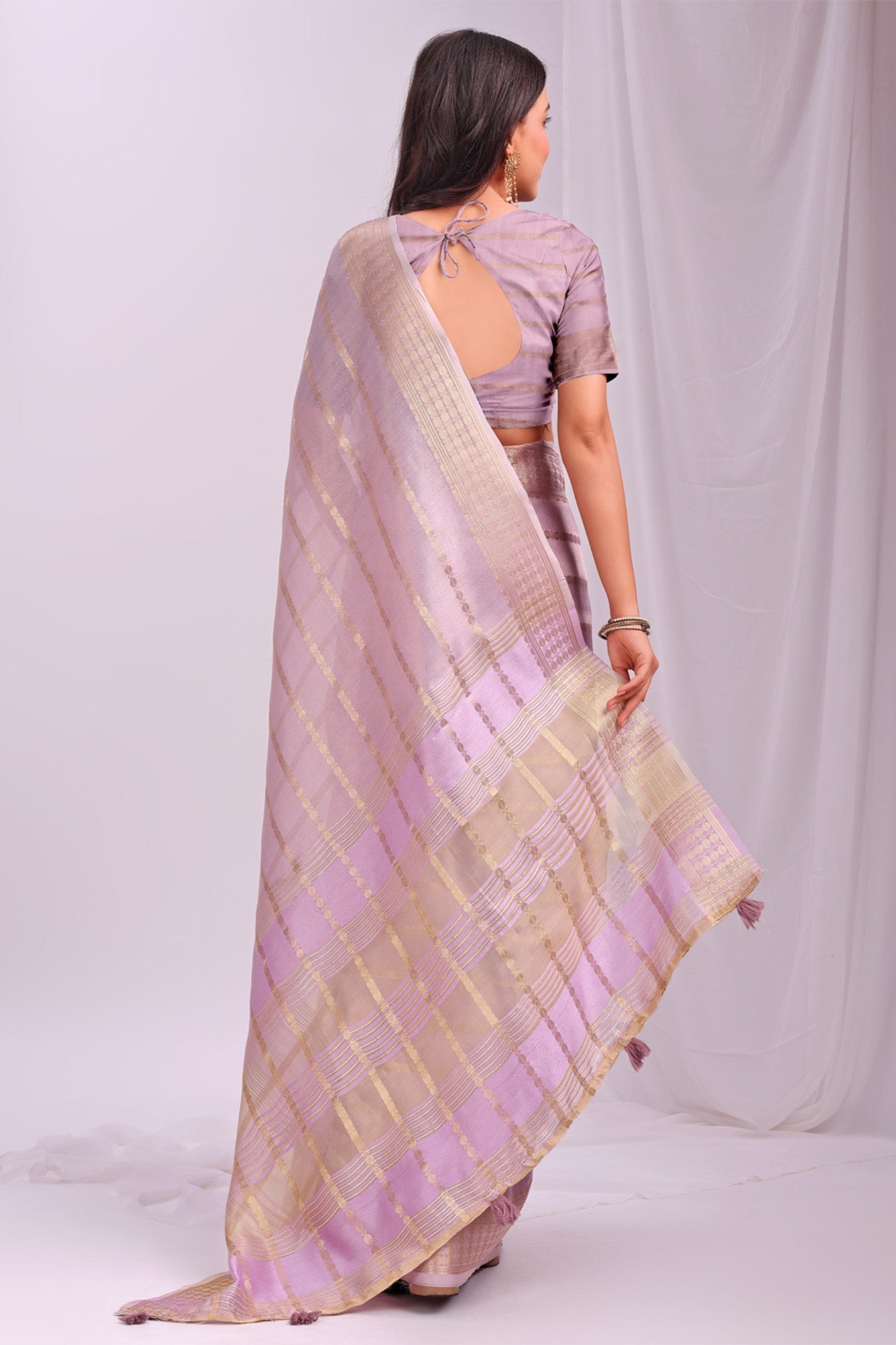 Buy MySilkLove Spanish Pink Woven Organza Saree Online
