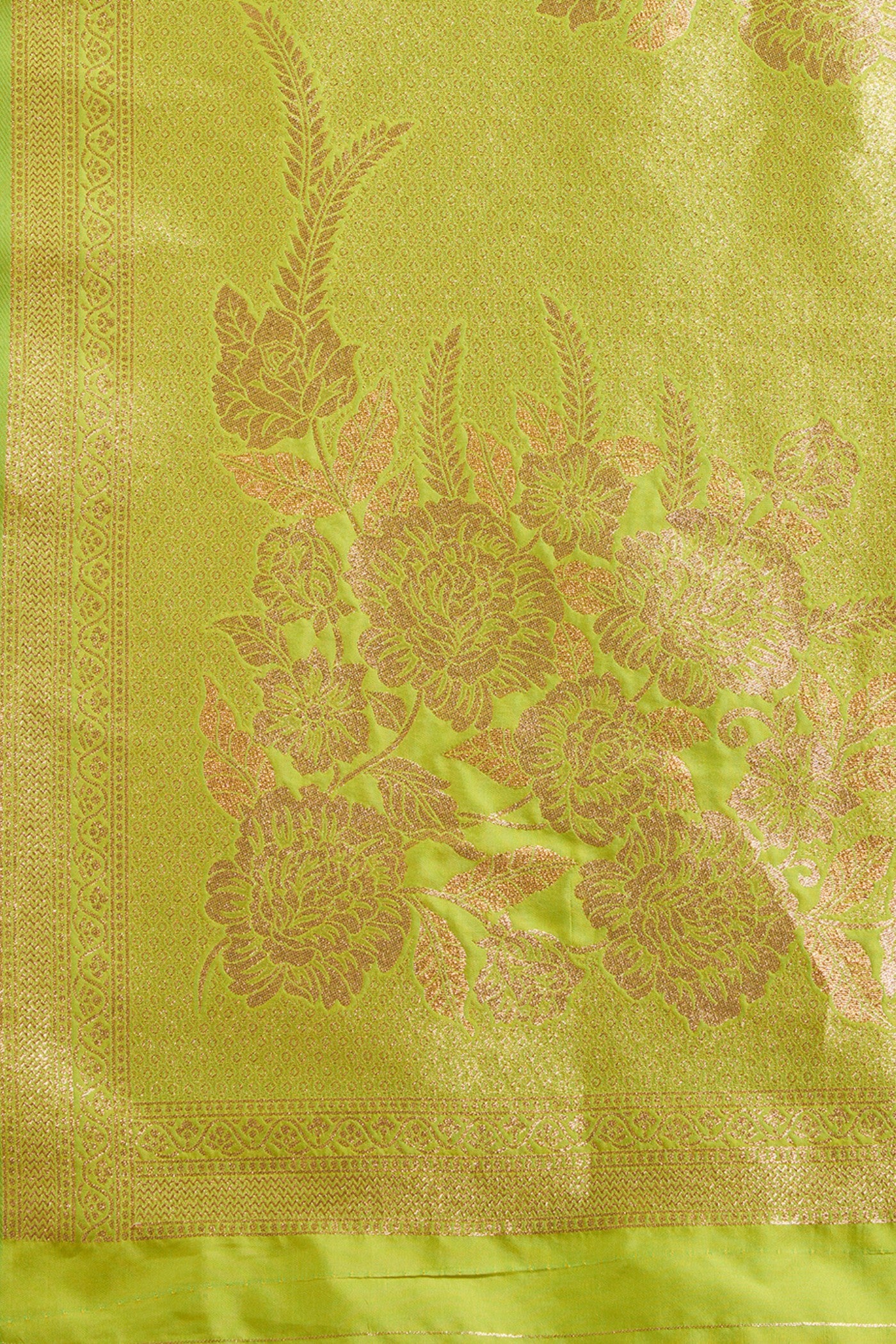 Buy MySilkLove Lawn Green Zari Woven Soft Kanjivaram Saree Online