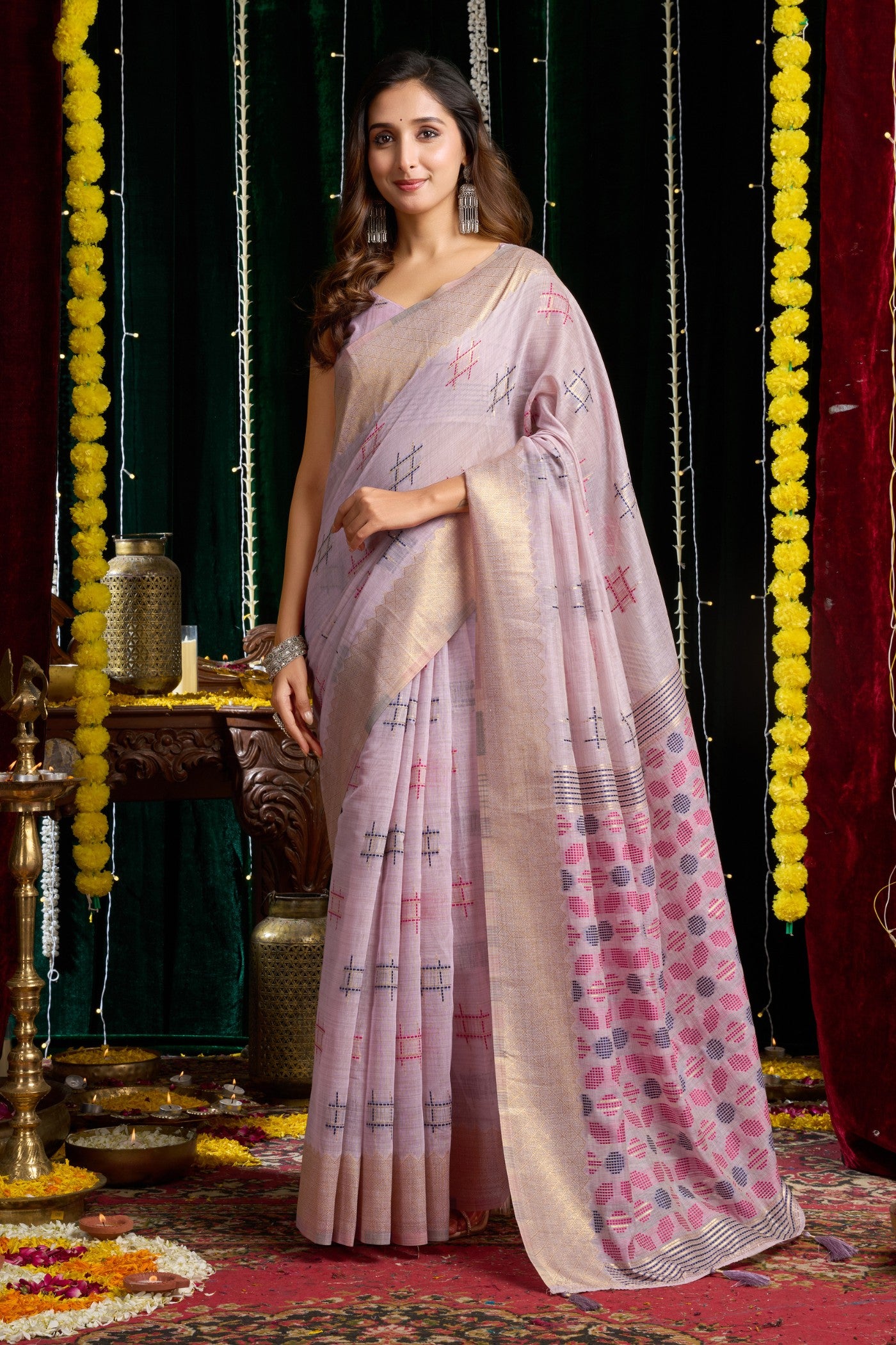 Buy MySilkLove Liseran Purple Woven Cotton Saree Online