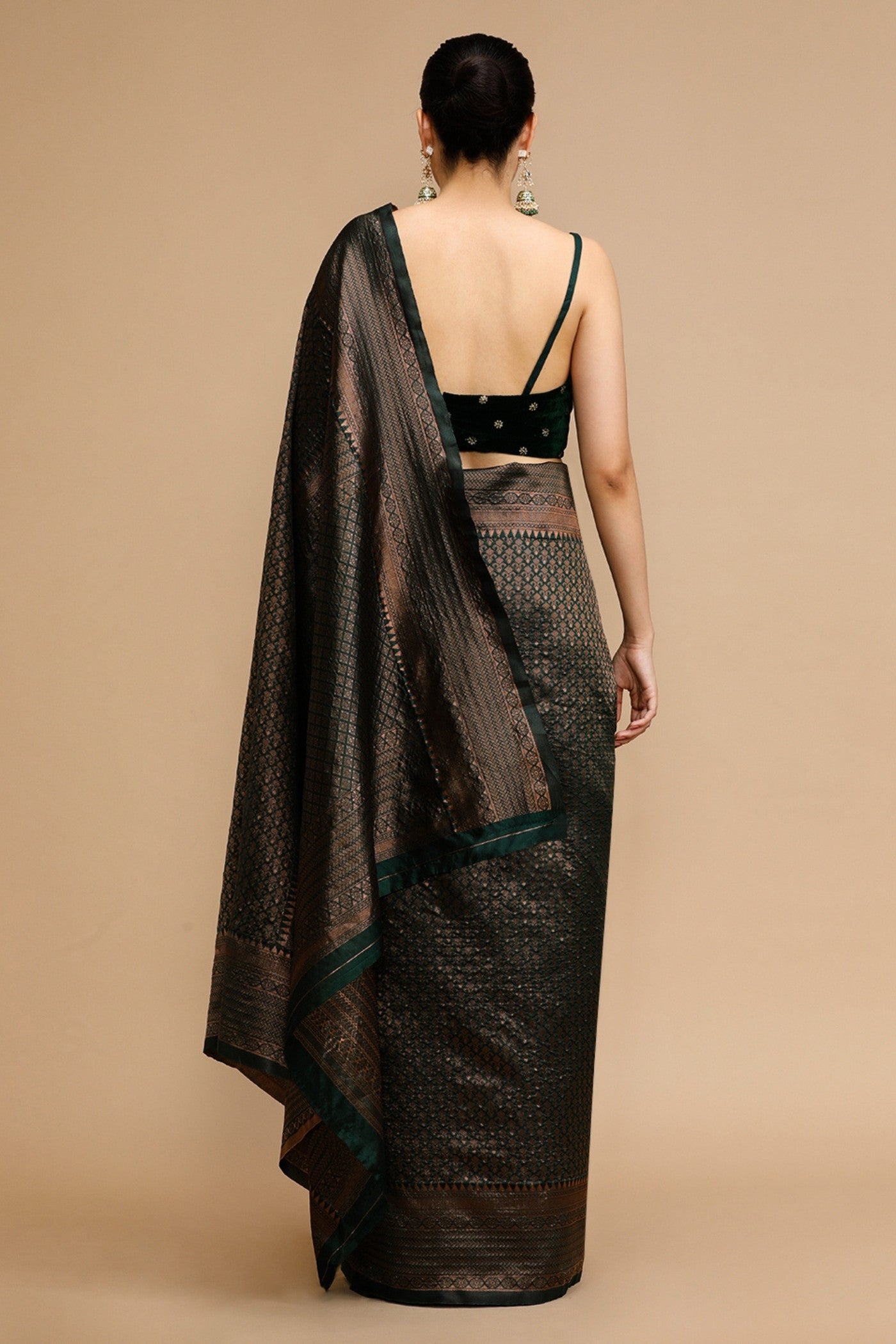 Buy MySilkLove Juniper Green Woven Jacquard Lichi Silk Saree Online